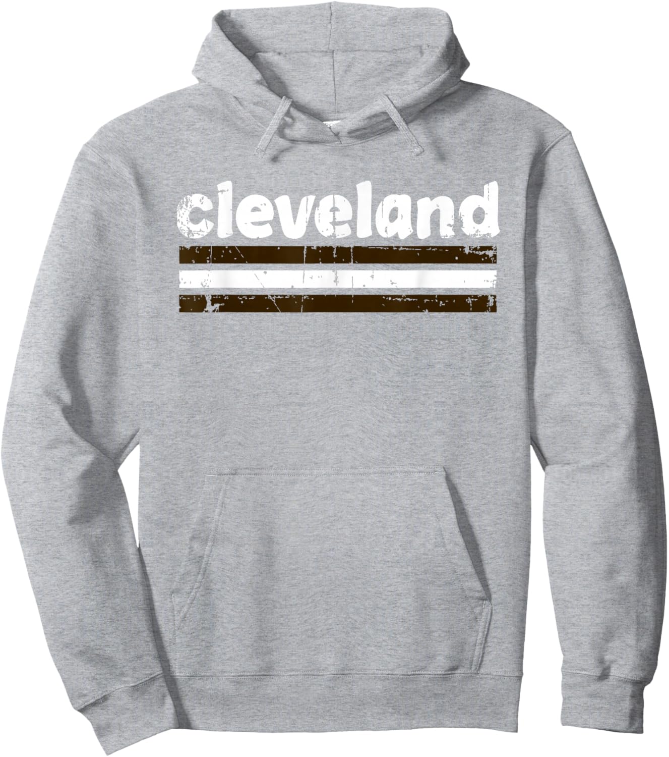 Cleveland Ohio Three Stripe Vintage Weathered Hoodie - Hoodie | Ash