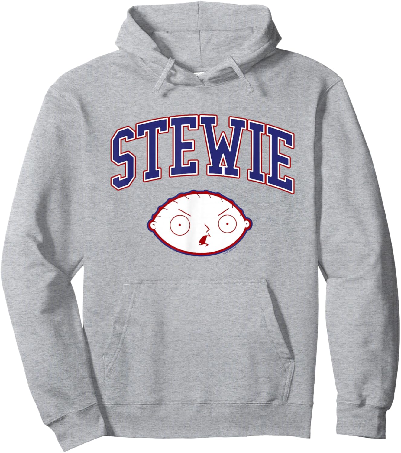 Family Guy Stewie Head and Athletic Lettering Funny Cartoon Hoodie - Hoodie | Ash