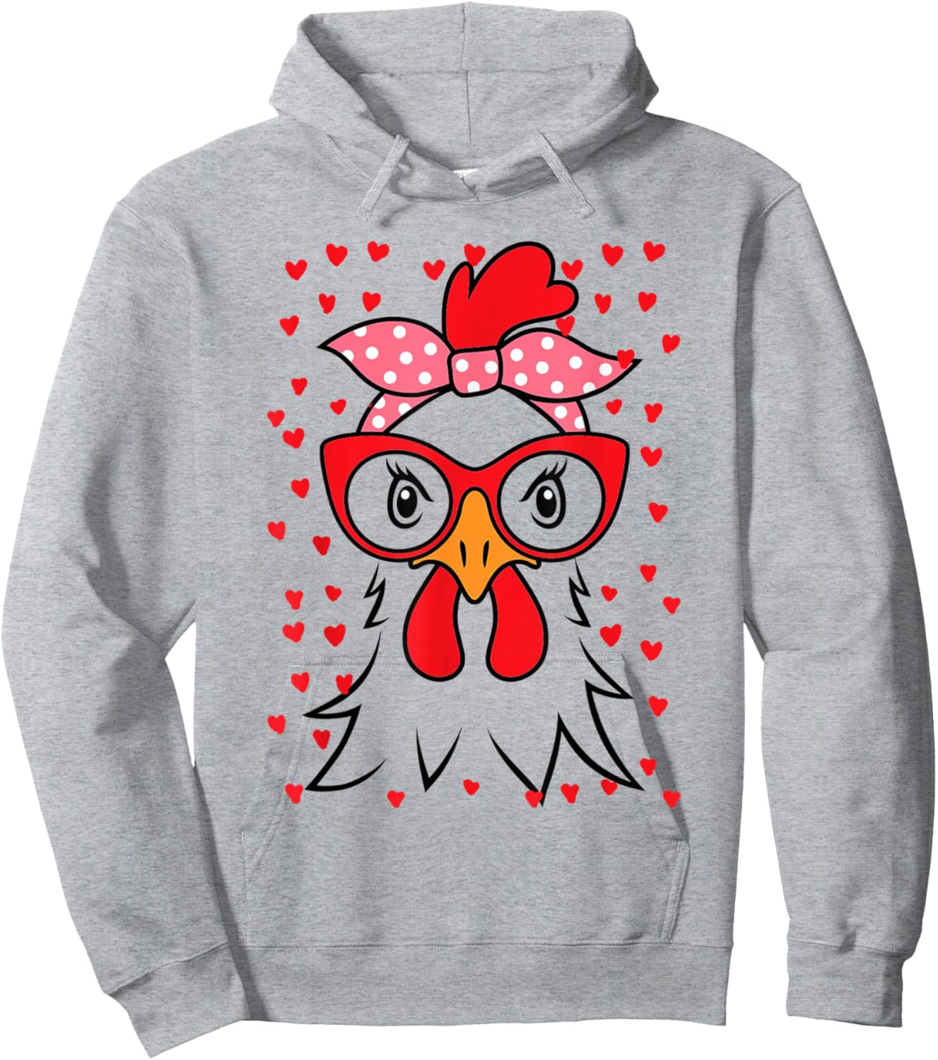 Cute Women Girl Chicken With Bandana Headband and Glasses Hoodie - Hoodie | Ash