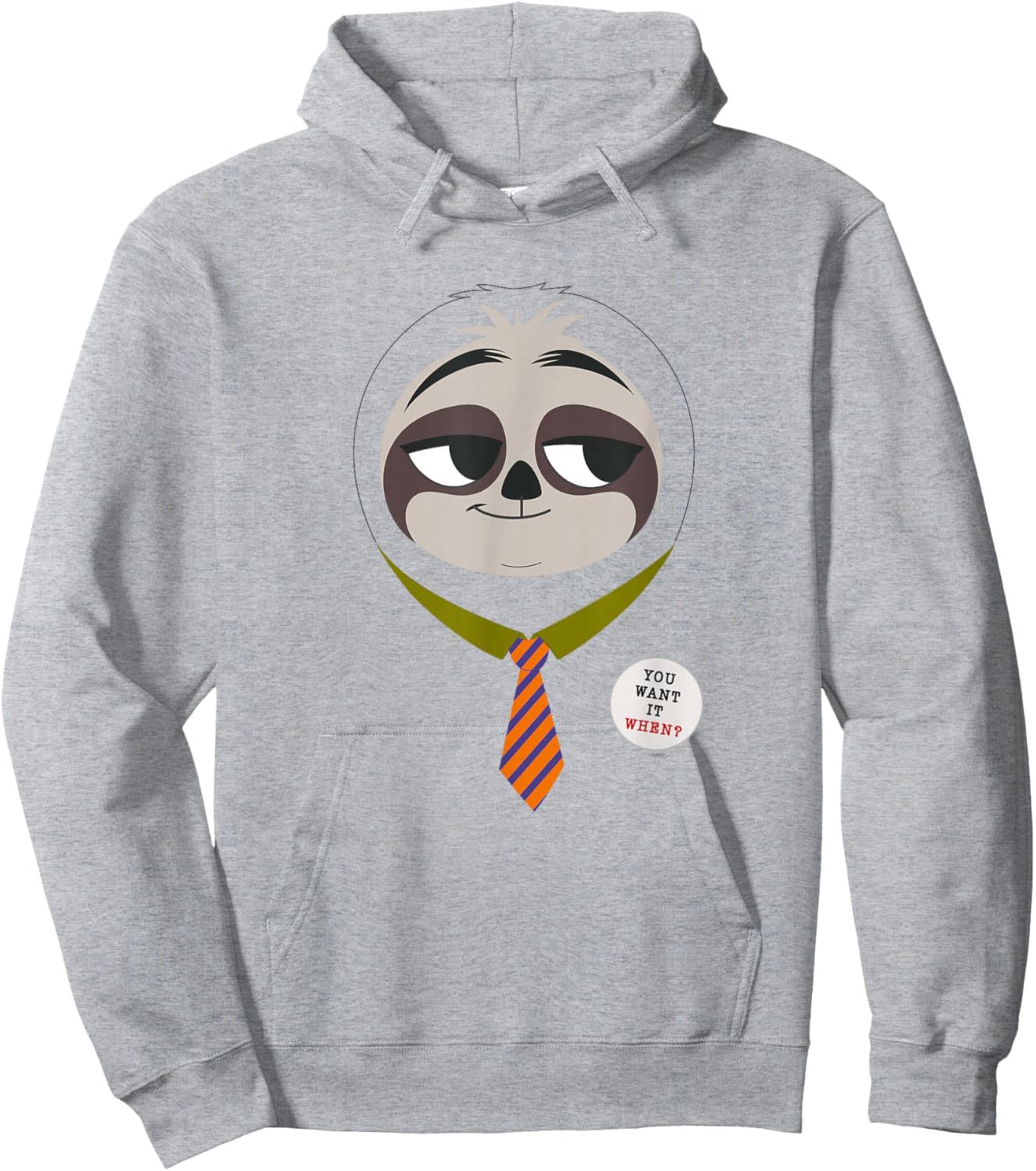 Disney Zootopia Flash The Sloth Face Hoodie - Hoodie | Ash