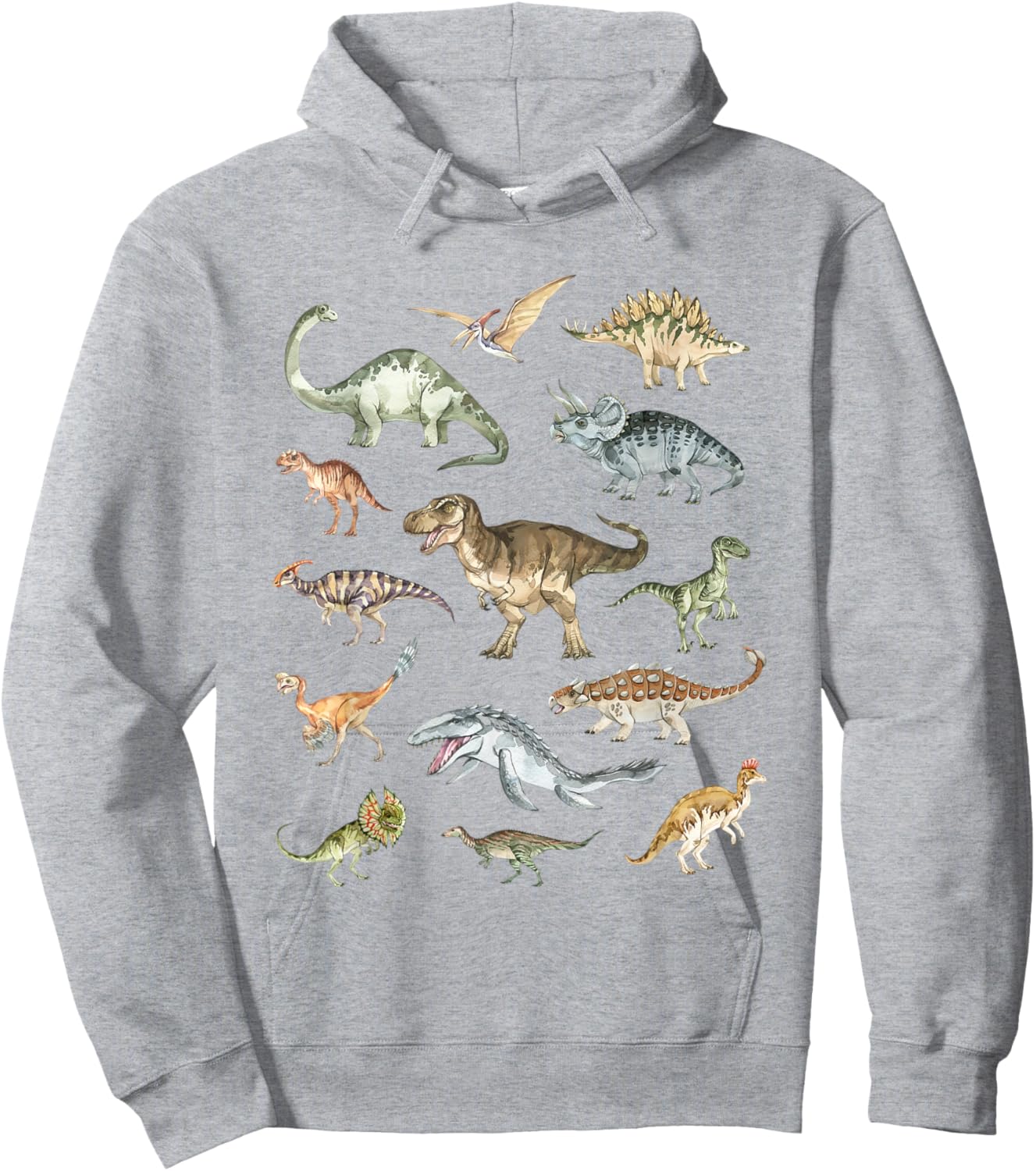 Types Of Dinosaurs Lover Paleontology Trex Velociraptor Kids Hoodie - Hoodie | Ash