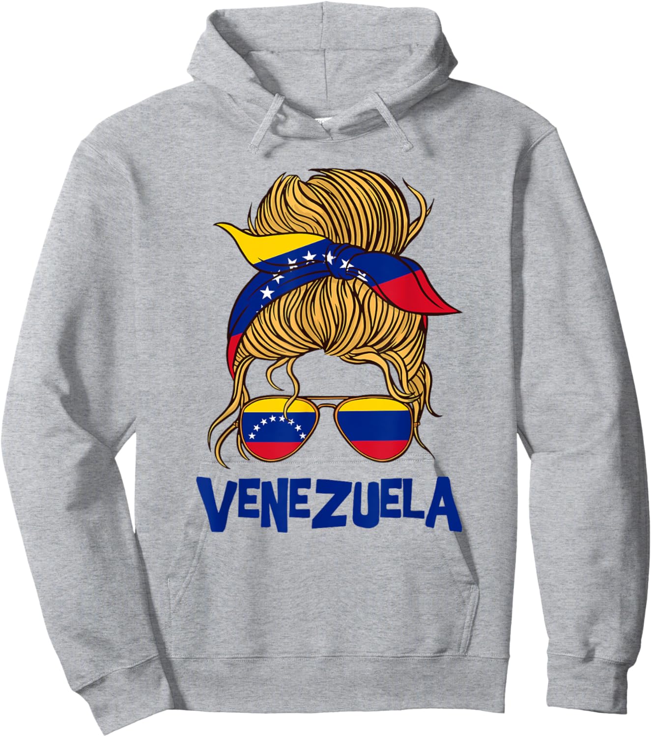 Venezuelan flag messy bun girl sunglasses Latina pride look Hoodie - Hoodie | Ash