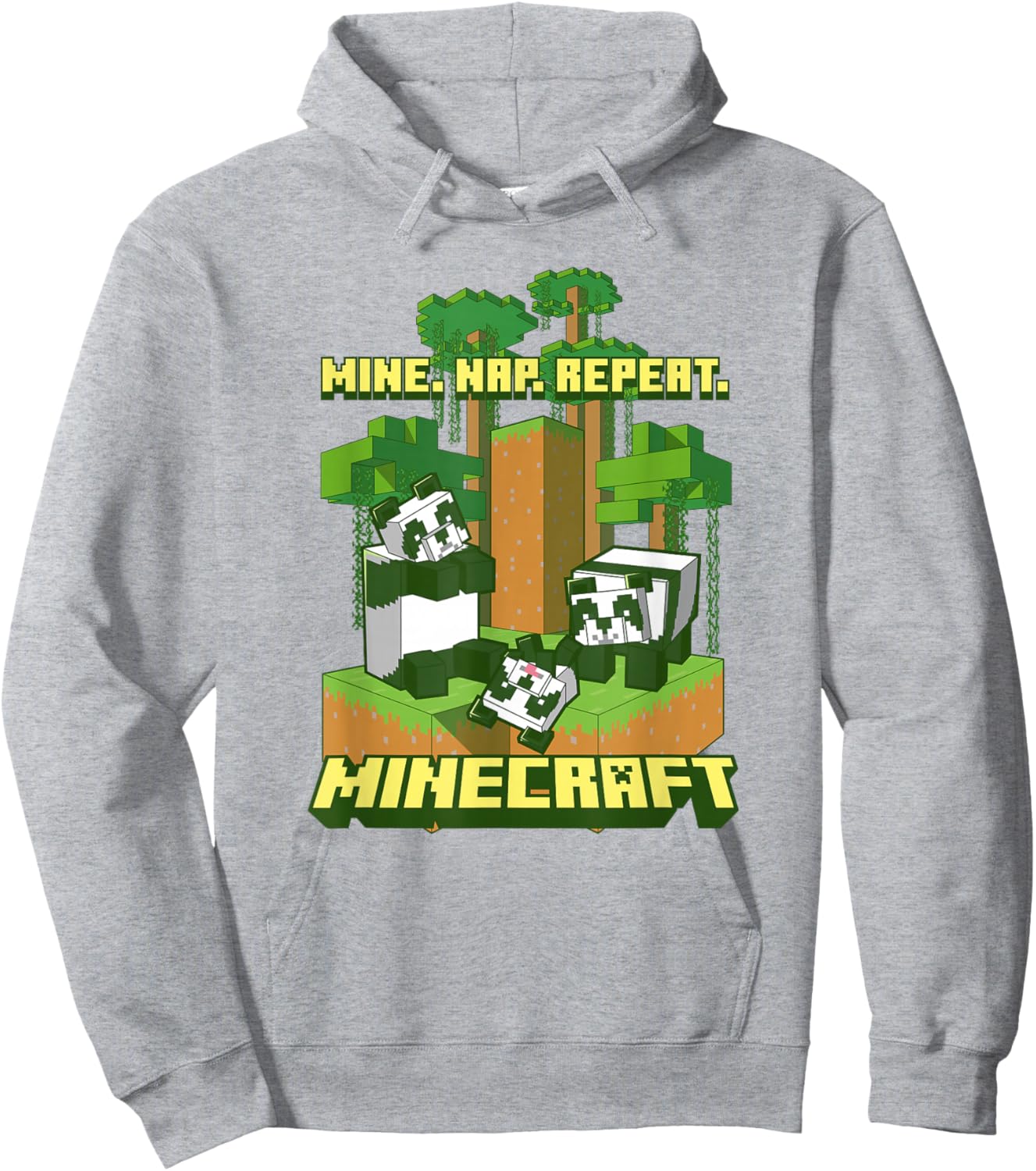Minecraft Pandas Mine Nap Repeat Poster Hoodie - Hoodie | Ash