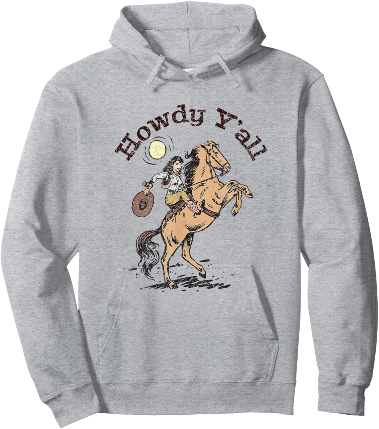 Vintage Howdy Y'All Rodeo Western Country Southern Cowgirl Hoodie - Hoodie | Ash
