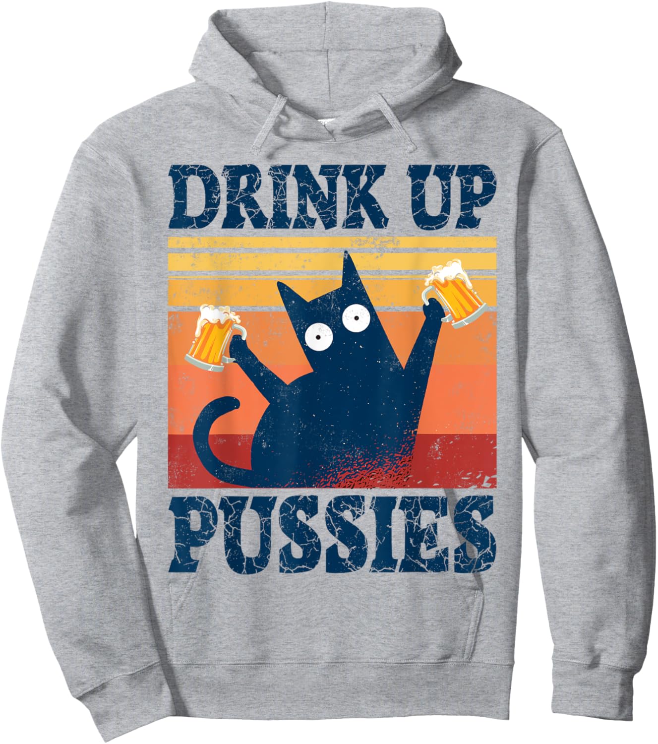 Drink Up Pussies Funny Drinking Cat Outfit Top Beer Cat Women Hoodie - Hoodie | Ash