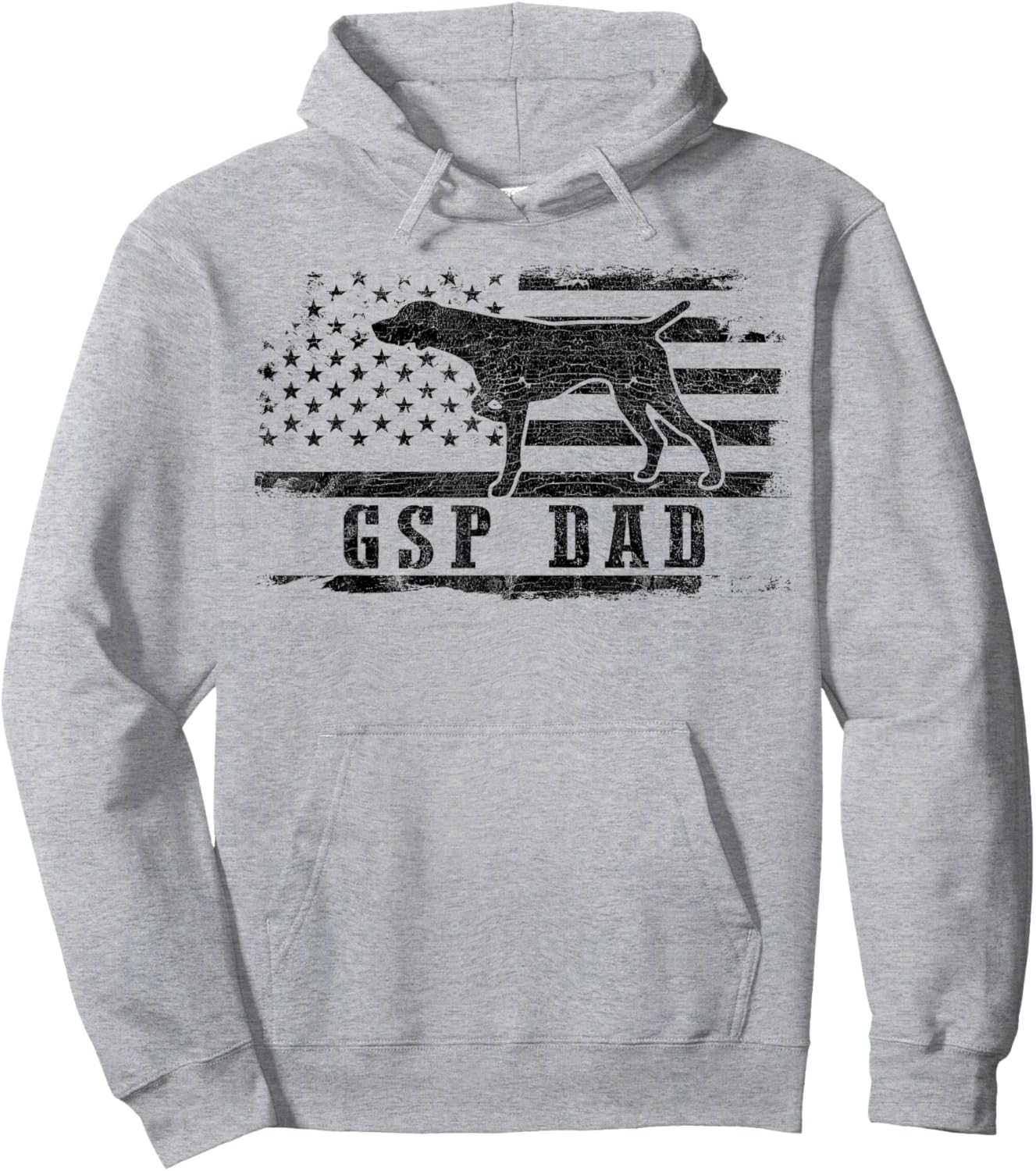 GSP Dad USA American Flag German Shorthaired Pointer Dog Hoodie - Hoodie | Ash