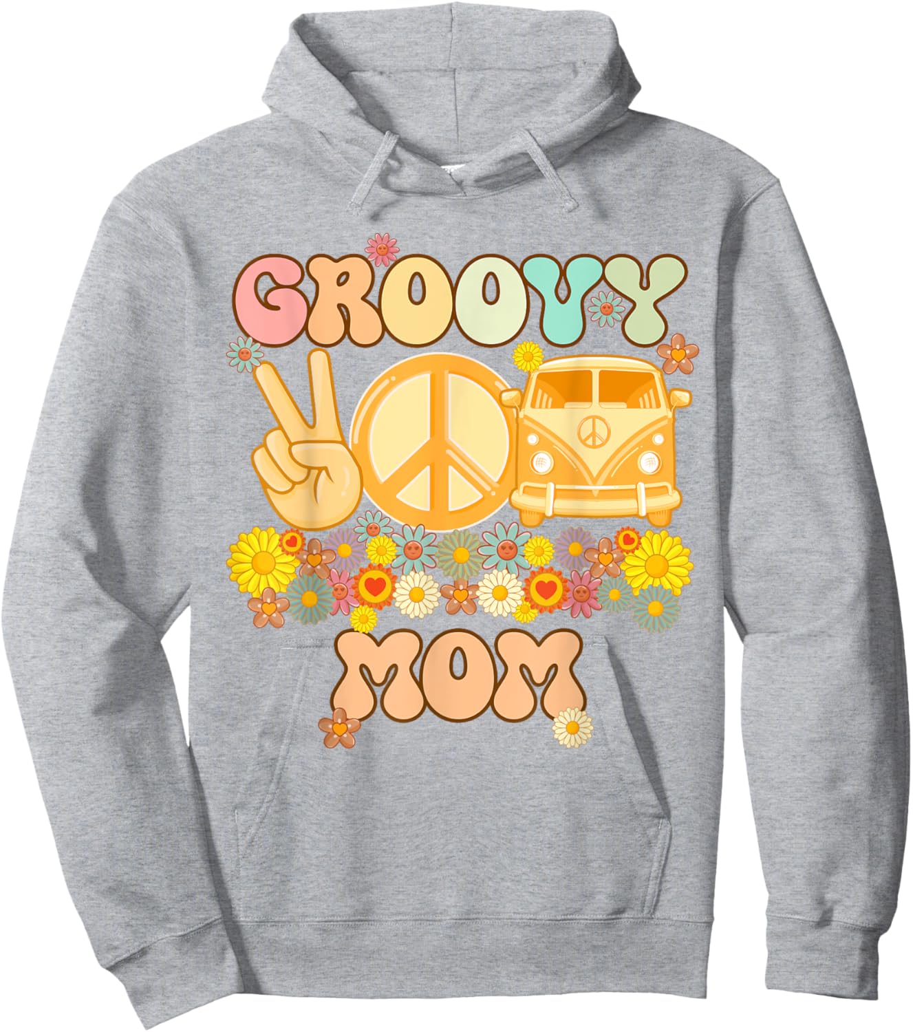 Groovy Mom Retro Matching Family Baby Shower Mother's Day Hoodie - Hoodie | Ash