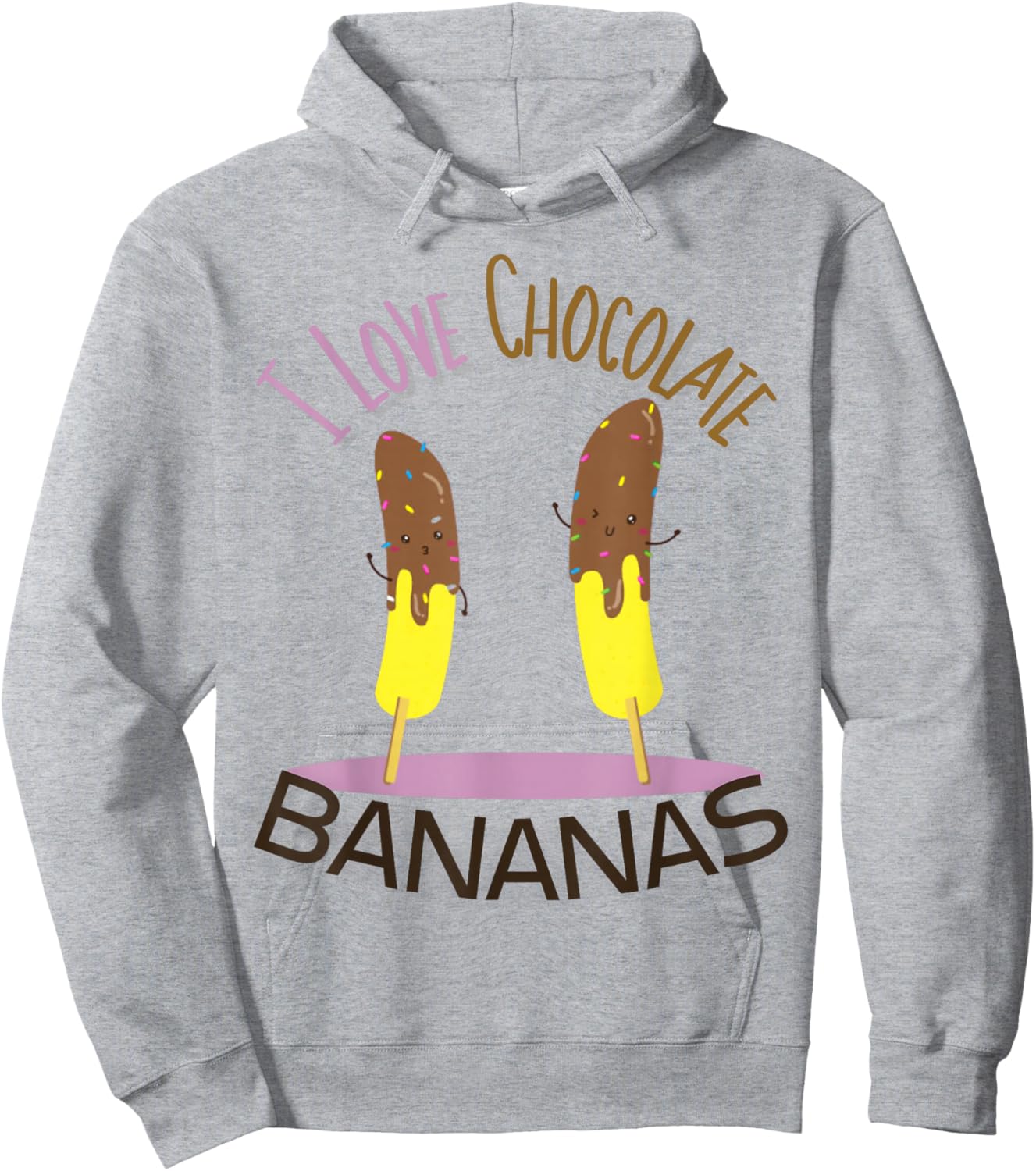 I Love Chocolate Bananas Hoodie - Hoodie | Ash