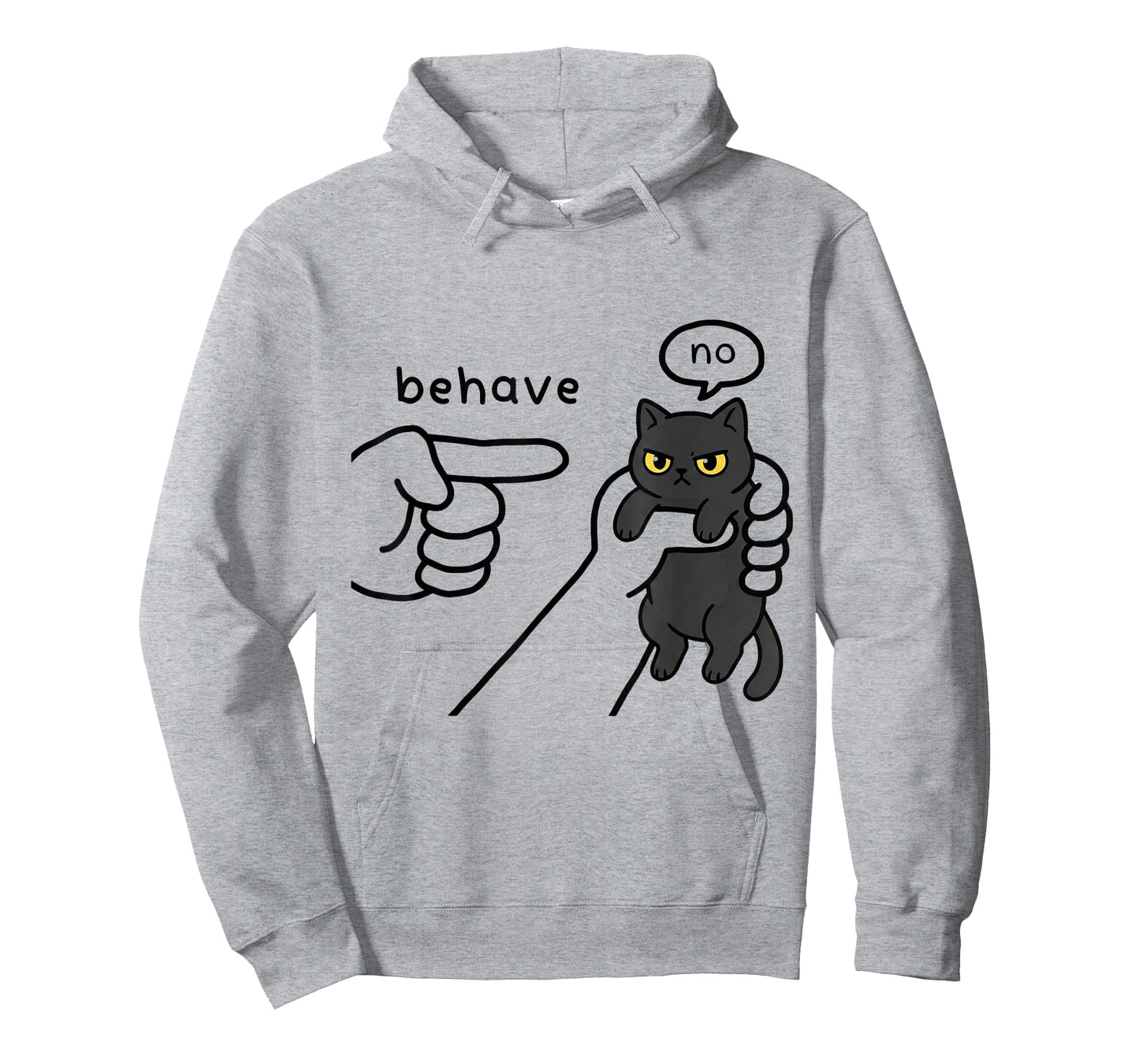 Funny blackcat Meme Behave No Cartoon Design pet Kitten T-Shirt
