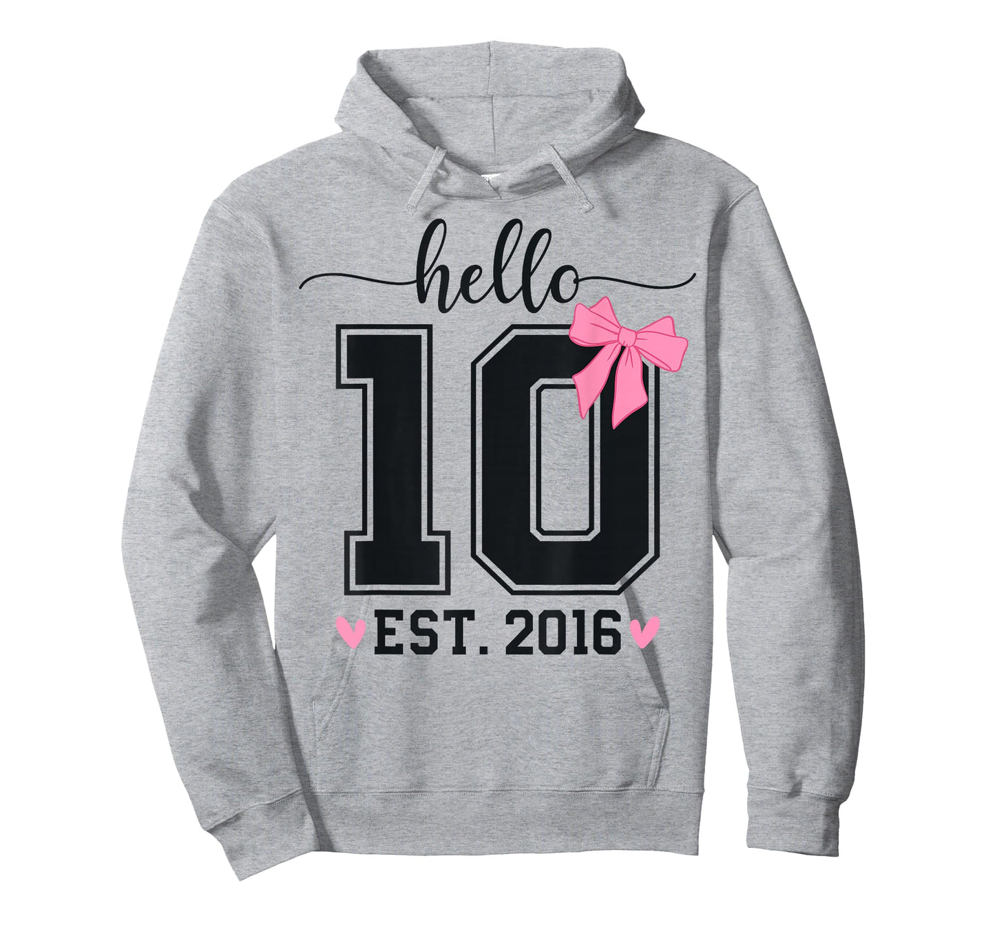 Hello Ten EST 2016 10th Birthday Coquette Bow 10 Year Girl T-Shirt