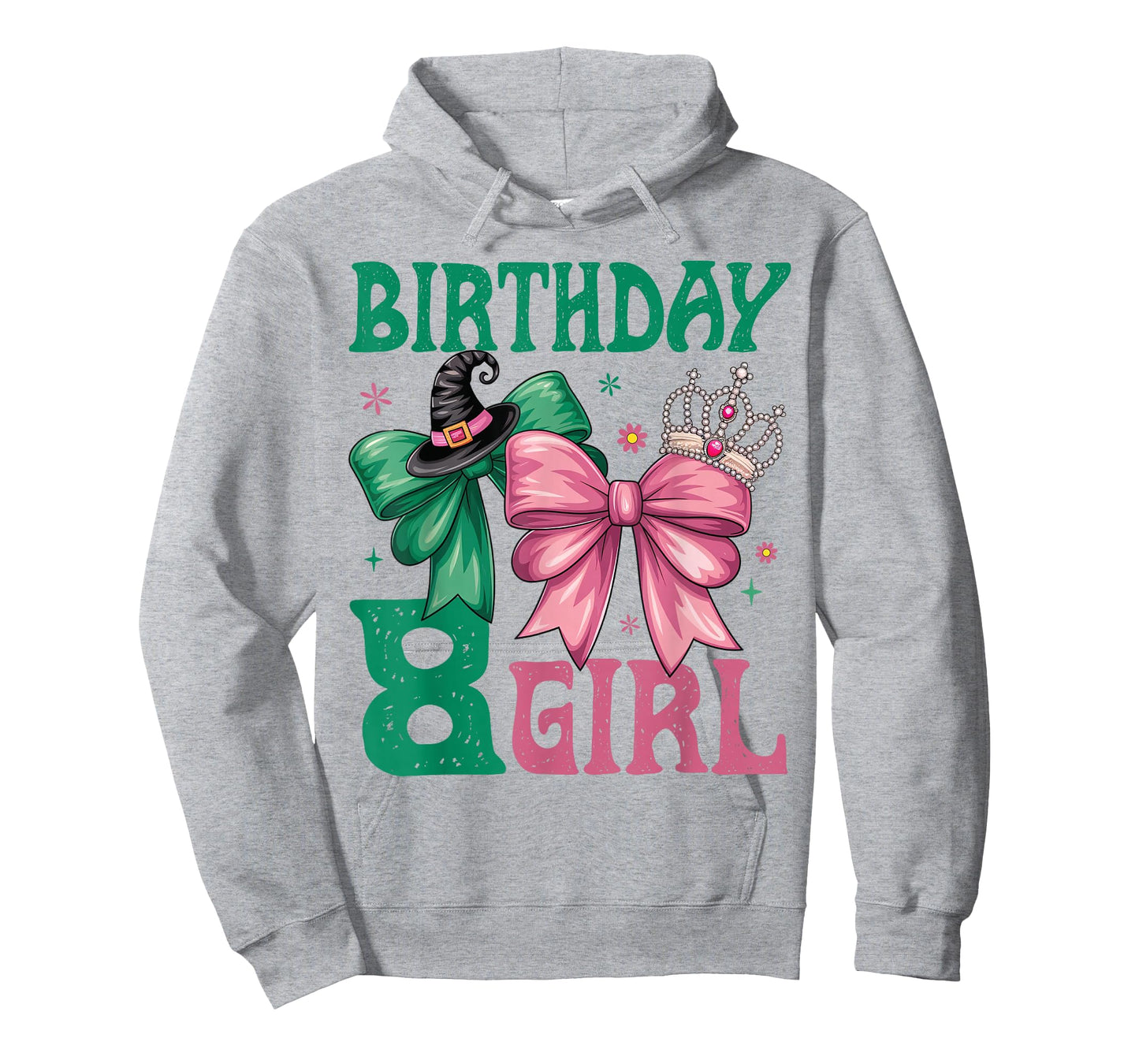8th Birthday Girl Witch Pink Green 8 Year Old Birthday Girl T-Shirt