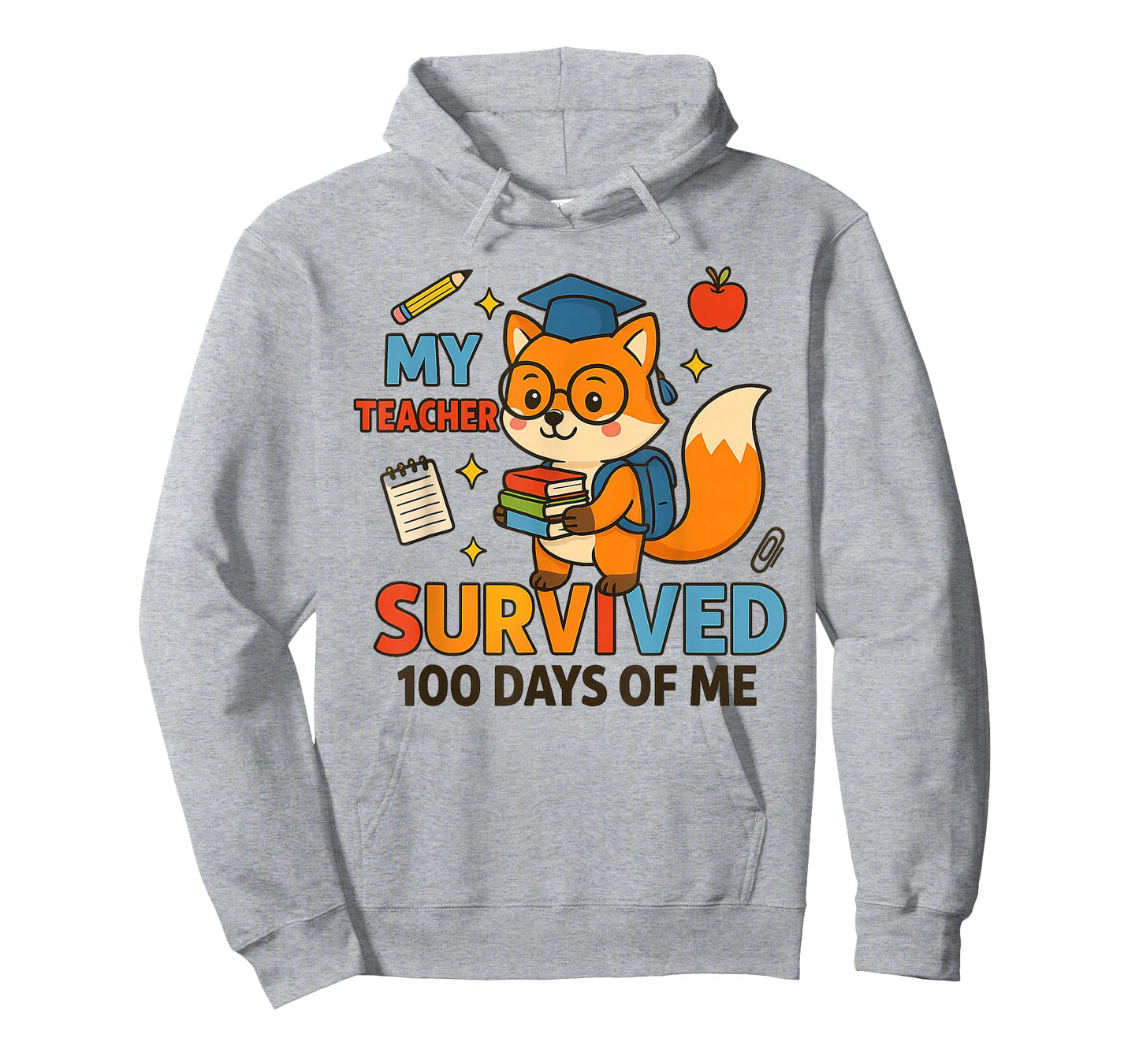 Teacher Survived 100 Days of School Cute Fox Teacher Student T-Shirt