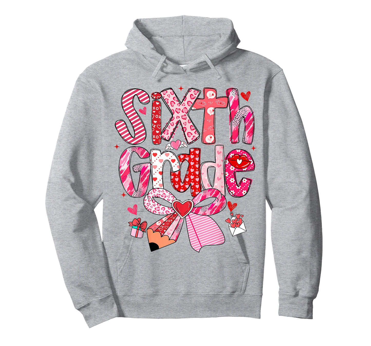 Sixth 6th Grade Valentines Day Coquette Bow Teachers Girls T-Shirt