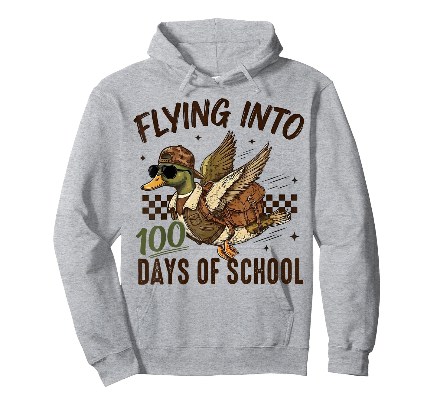 Flying Into 100 Days of School Funny Duck Hunting Camo Boys T-Shirt