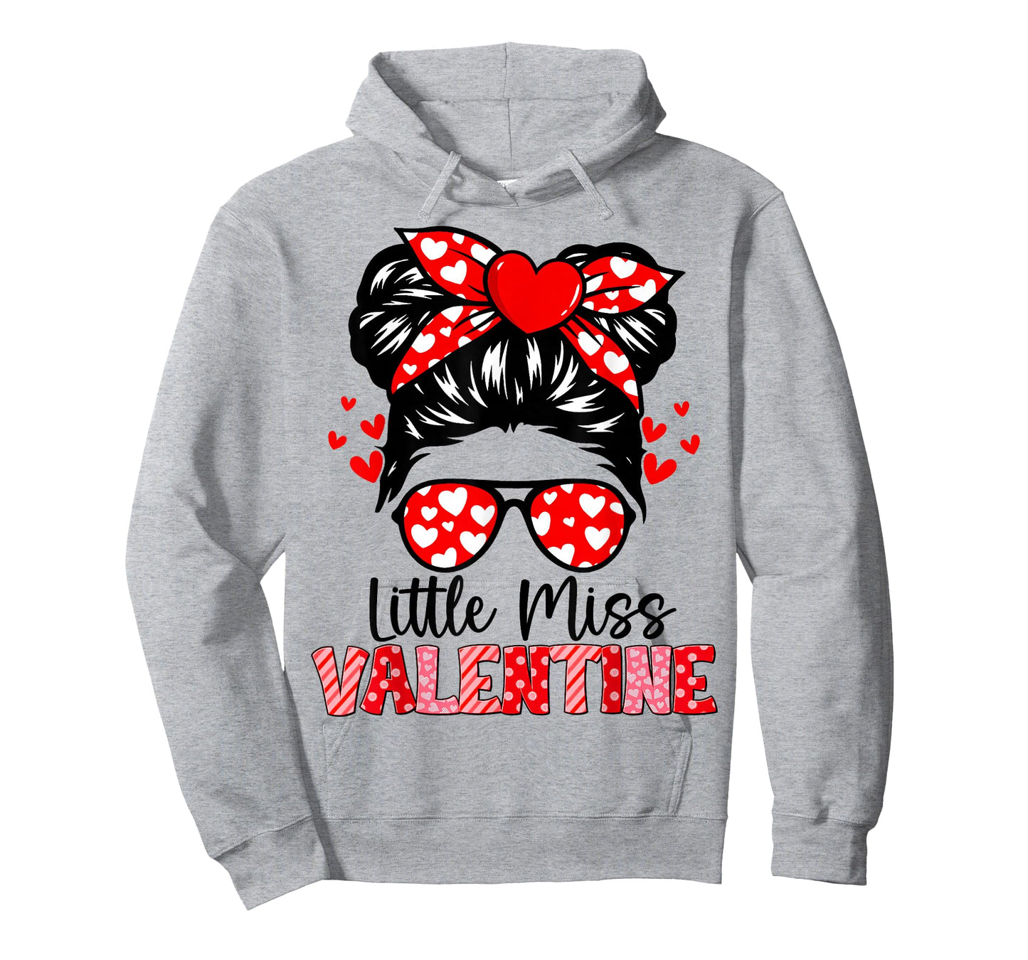 Cute Heart Bow Messy Bun Valentine for Women Girl T-Shirt