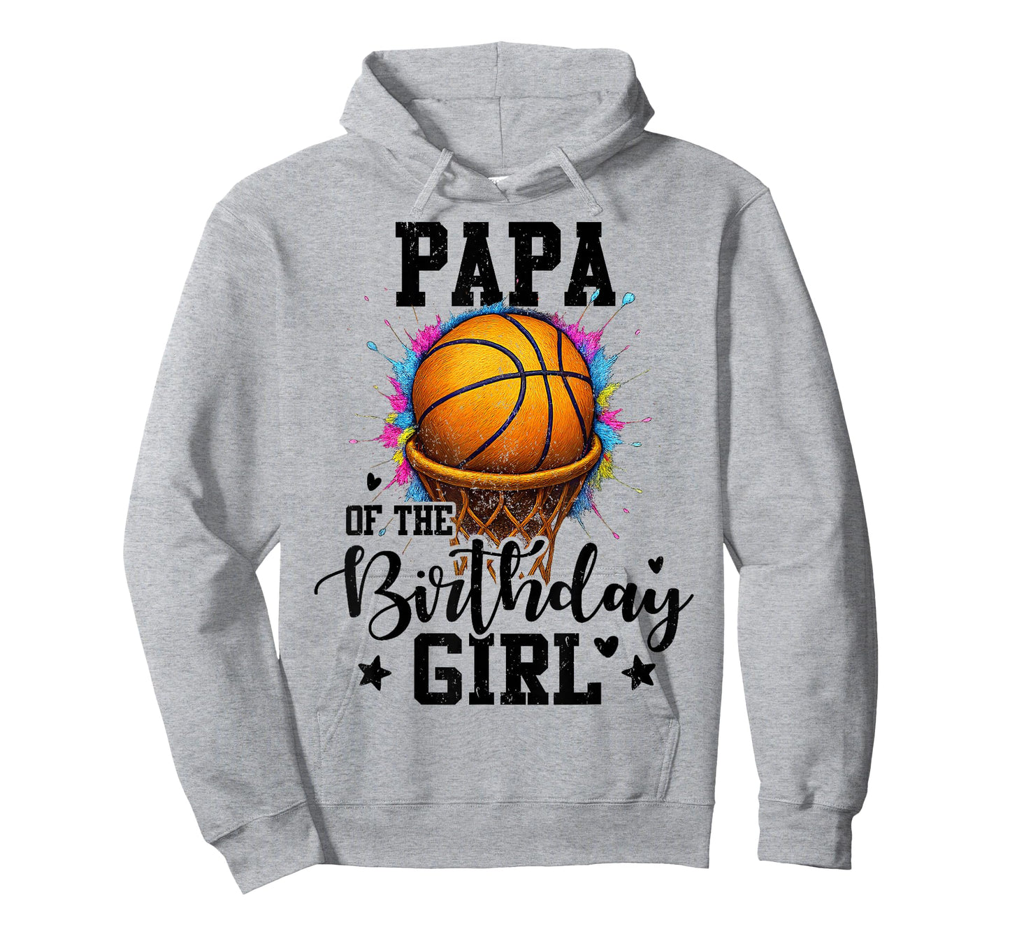 Papa of The Birthday Girl Basketball Colorful Matching T-Shirt