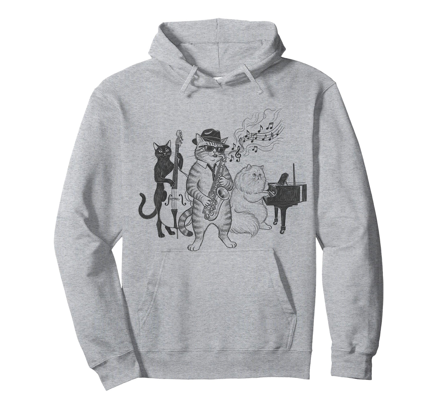 Cats Playing Jazz Saxophone Piano Art Musician Design T-Shirt