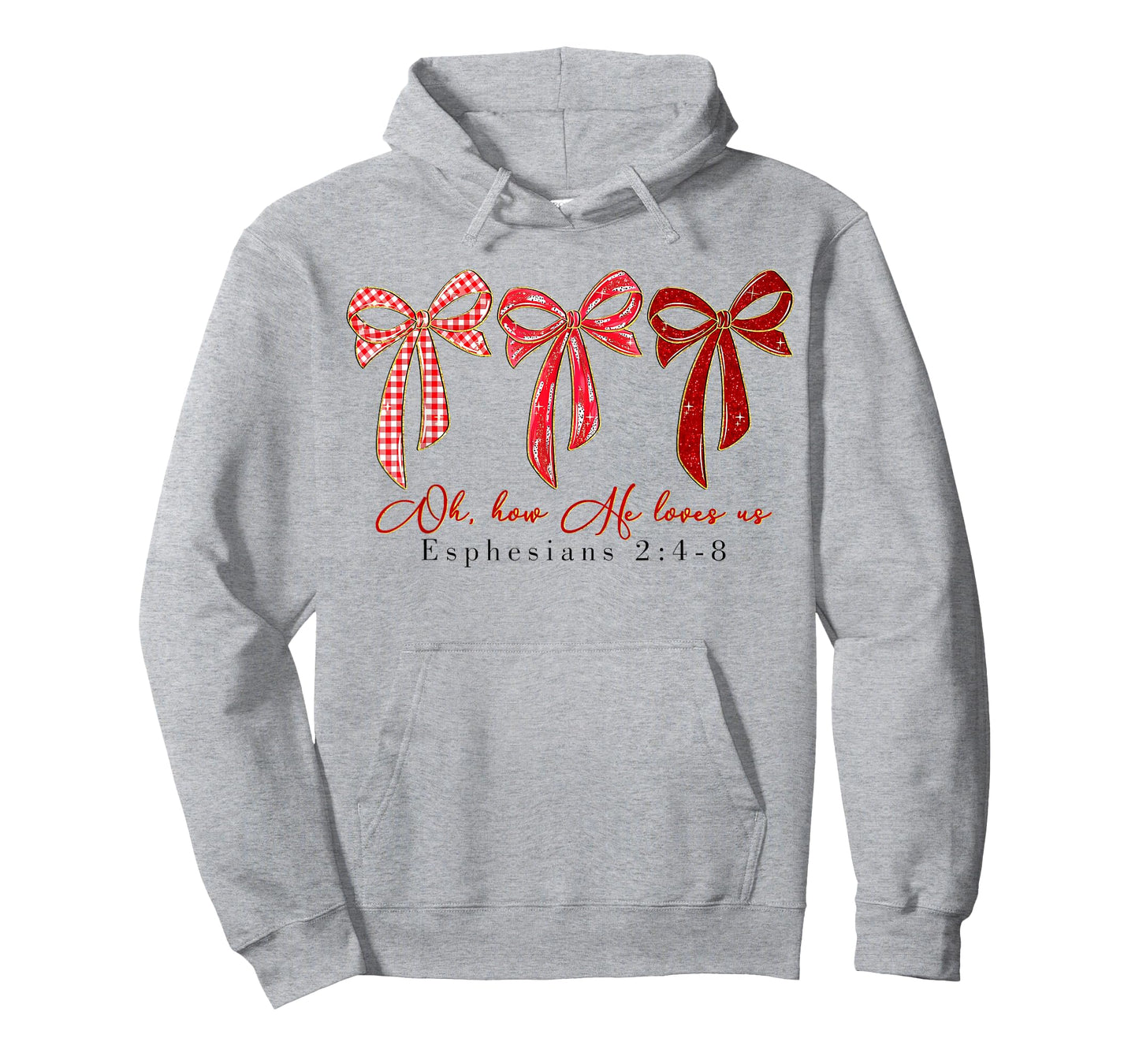 Christian Valentine Oh How He Loves Us Coquette Bow Girly T-Shirt