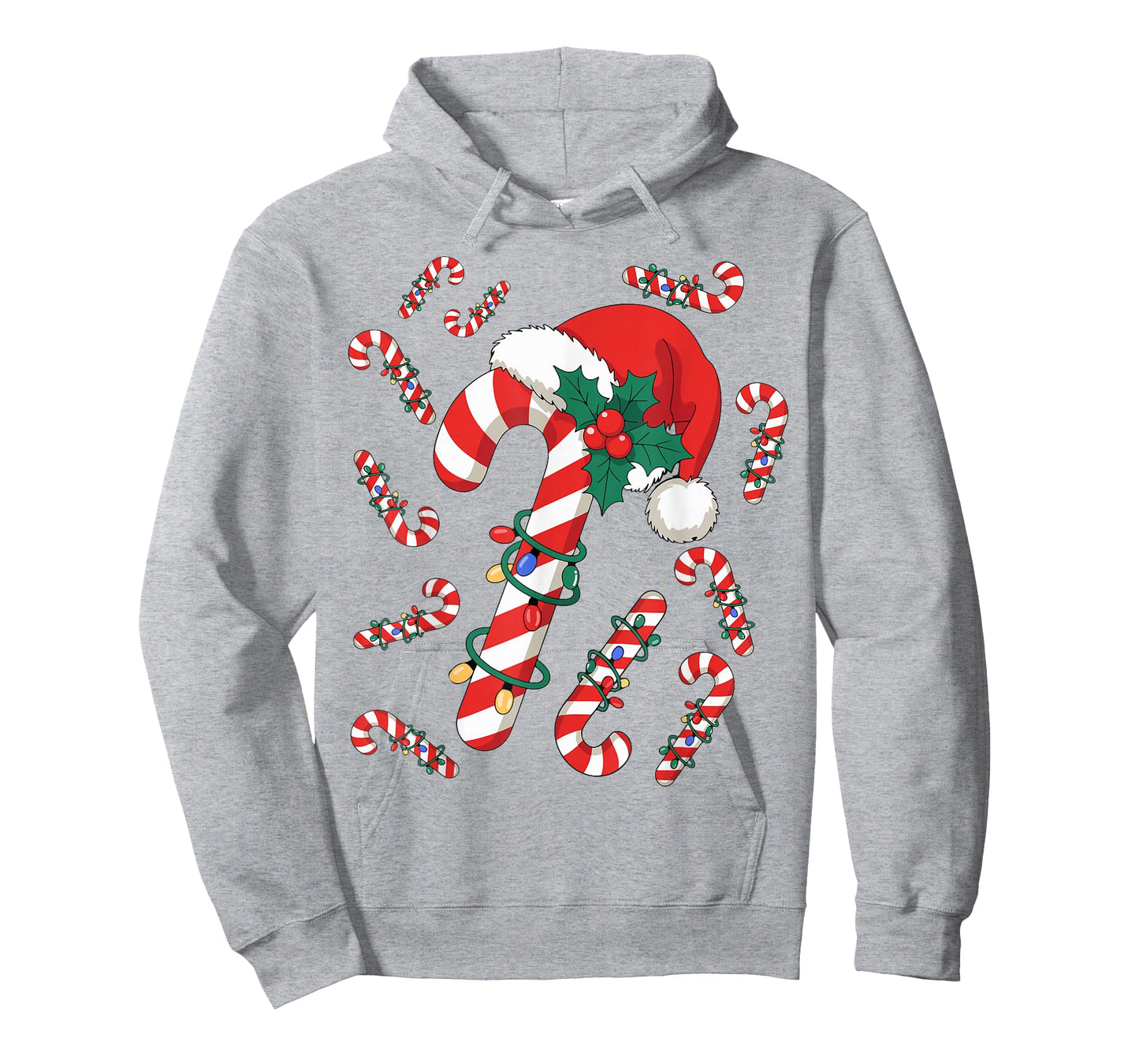 Red and White Candy Cane Santa Christmas Xmas Lights T-Shirt
