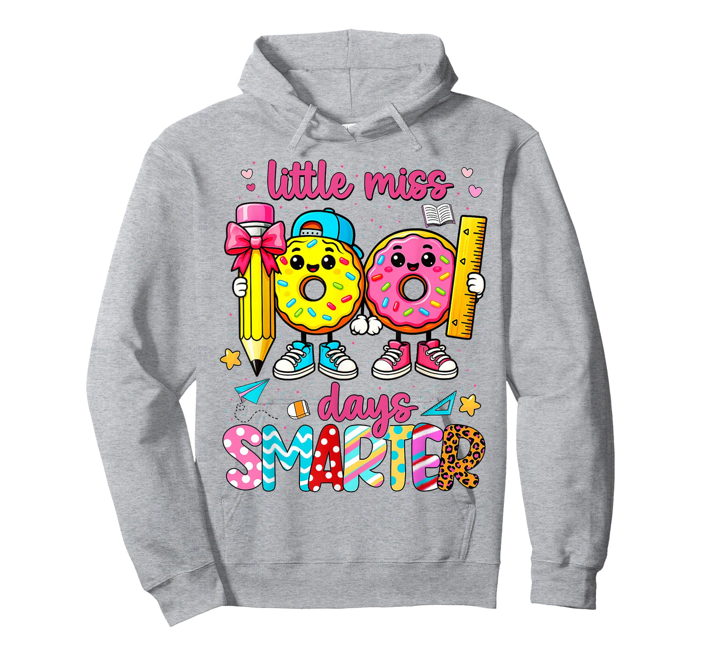 Little Miss 100 Days Smarter Donut Pencil Bow Girls T-Shirt