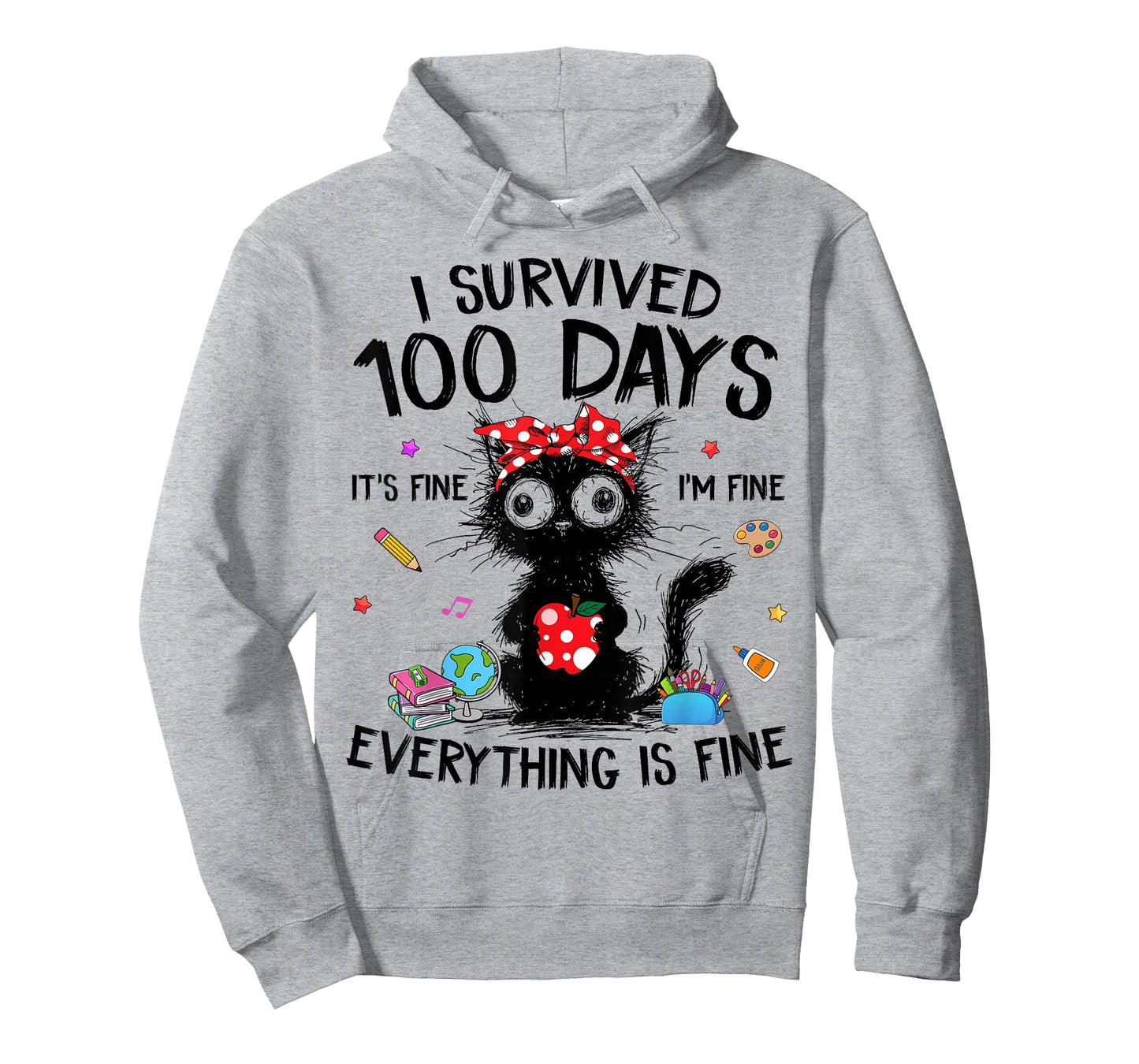 Funny Cat I Survived 100 Days of School Shirts Teacher Kids T-Shirt