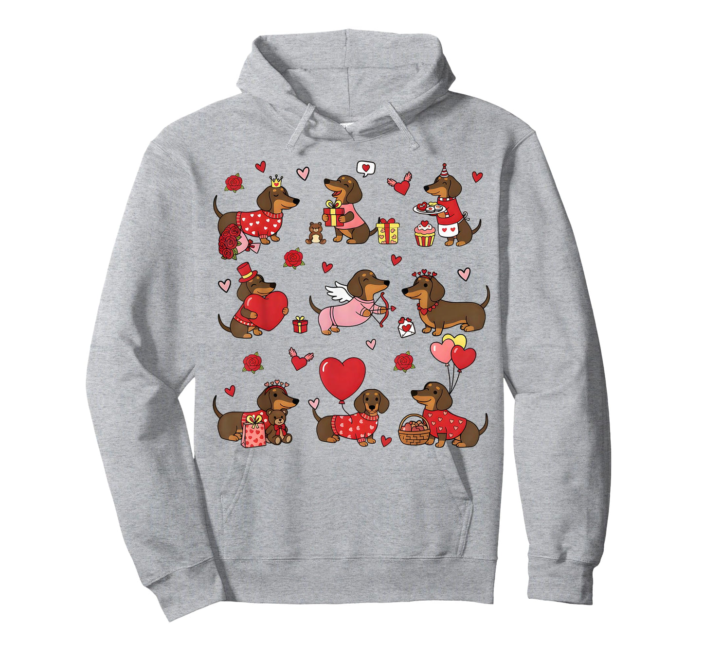 Cute Dachshund Lover Valentines Heart Couple Matching T-Shirt