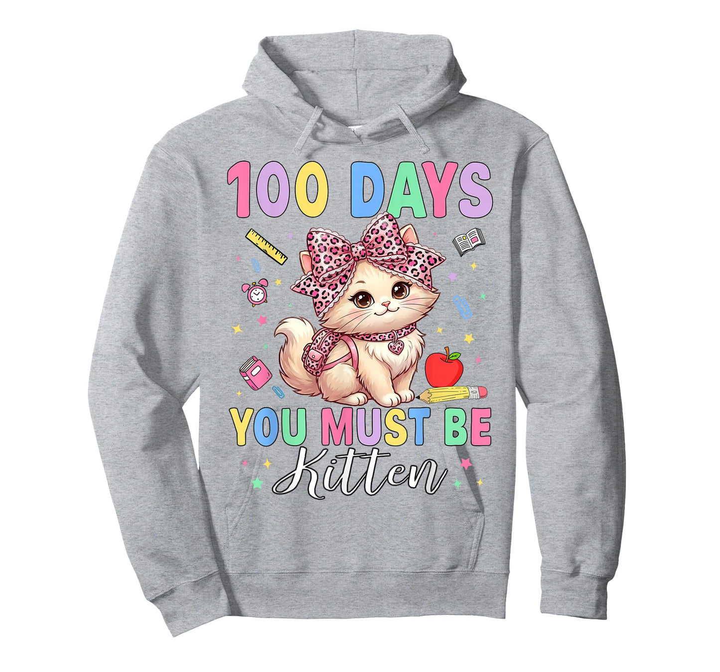 100 Days of School Girls Leopard Bow 100th Day of School Cat T-Shirt
