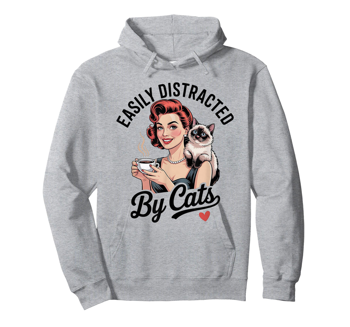 Easily Distracted by Cats Funny Vintage Style Woman Cat T-Shirt
