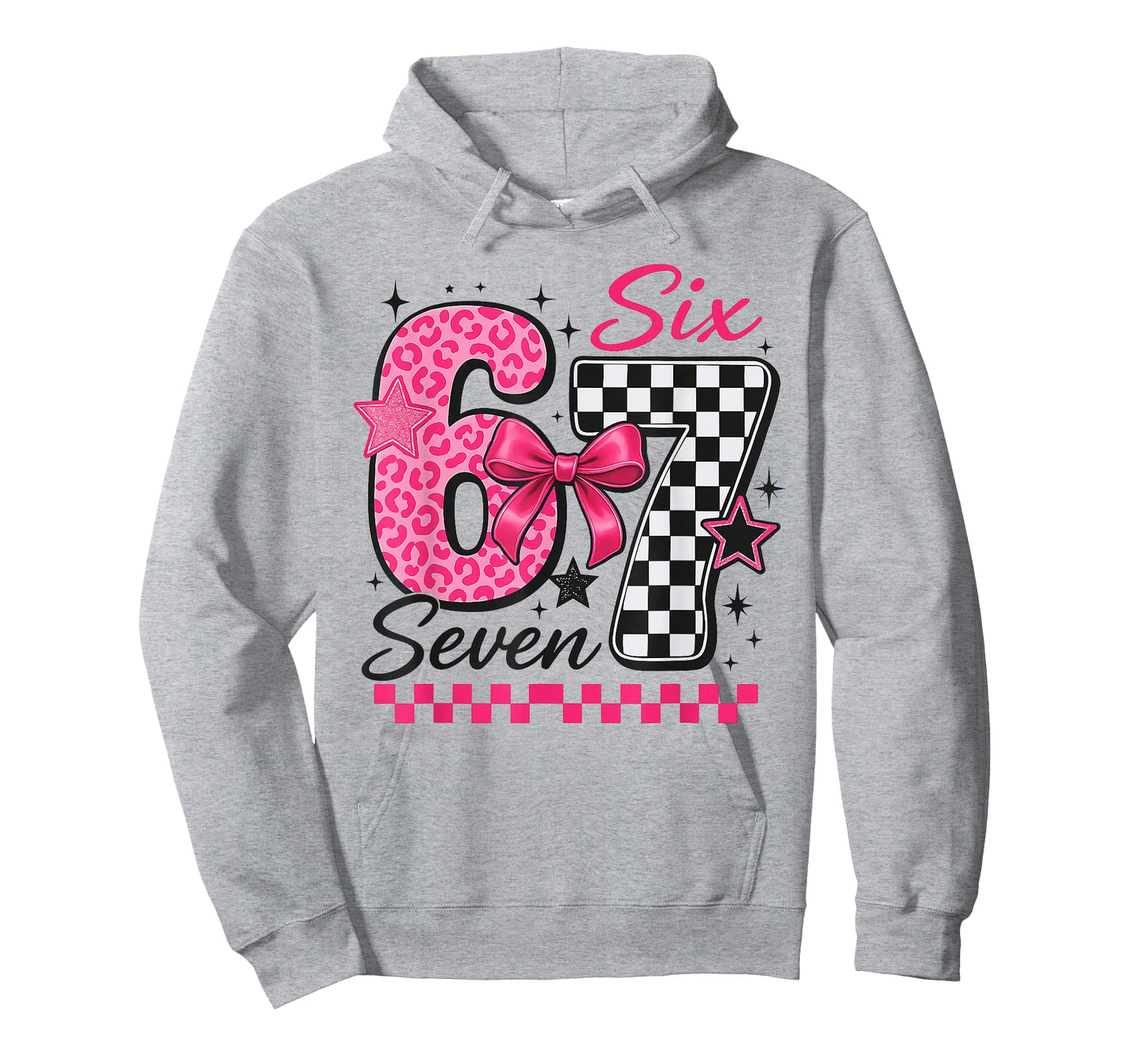 67 Leopard Checkered Funny Six Seven Meme 67 Teachers Kids T-Shirt