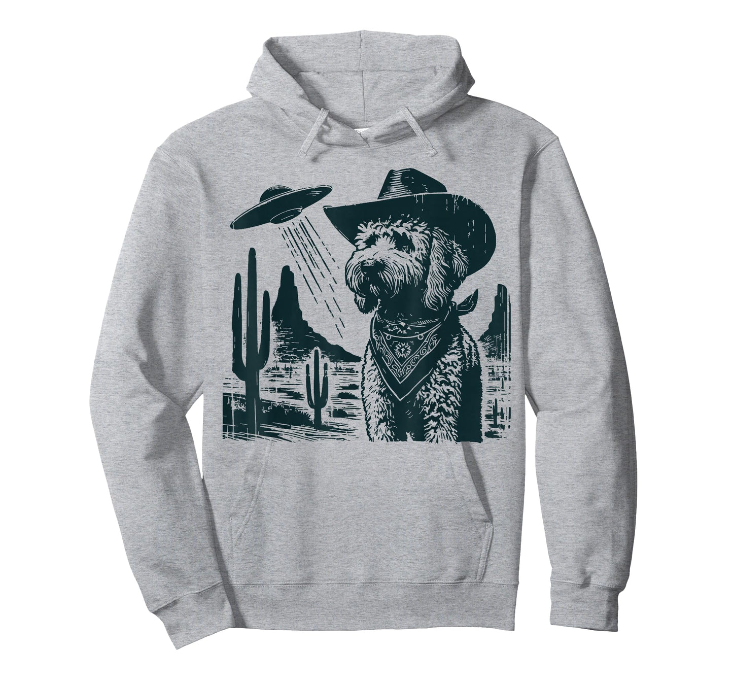 Vintage Golden Doodle UFO Western Cowboy Doodle Dog T-Shirt