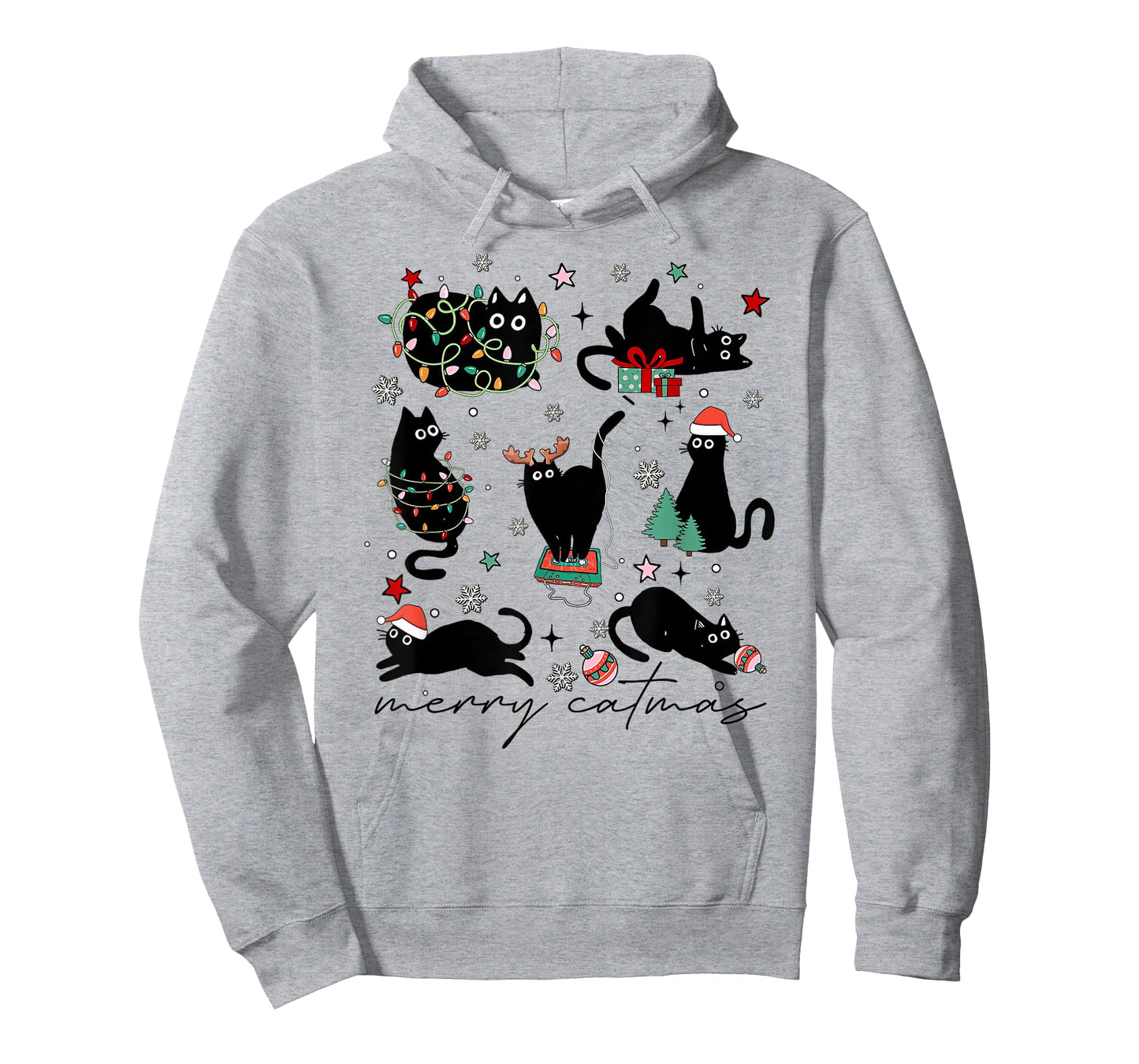 Meowy Catmas Cat Christmas Cute Kitten Cats Santa Hat Xmas T-Shirt