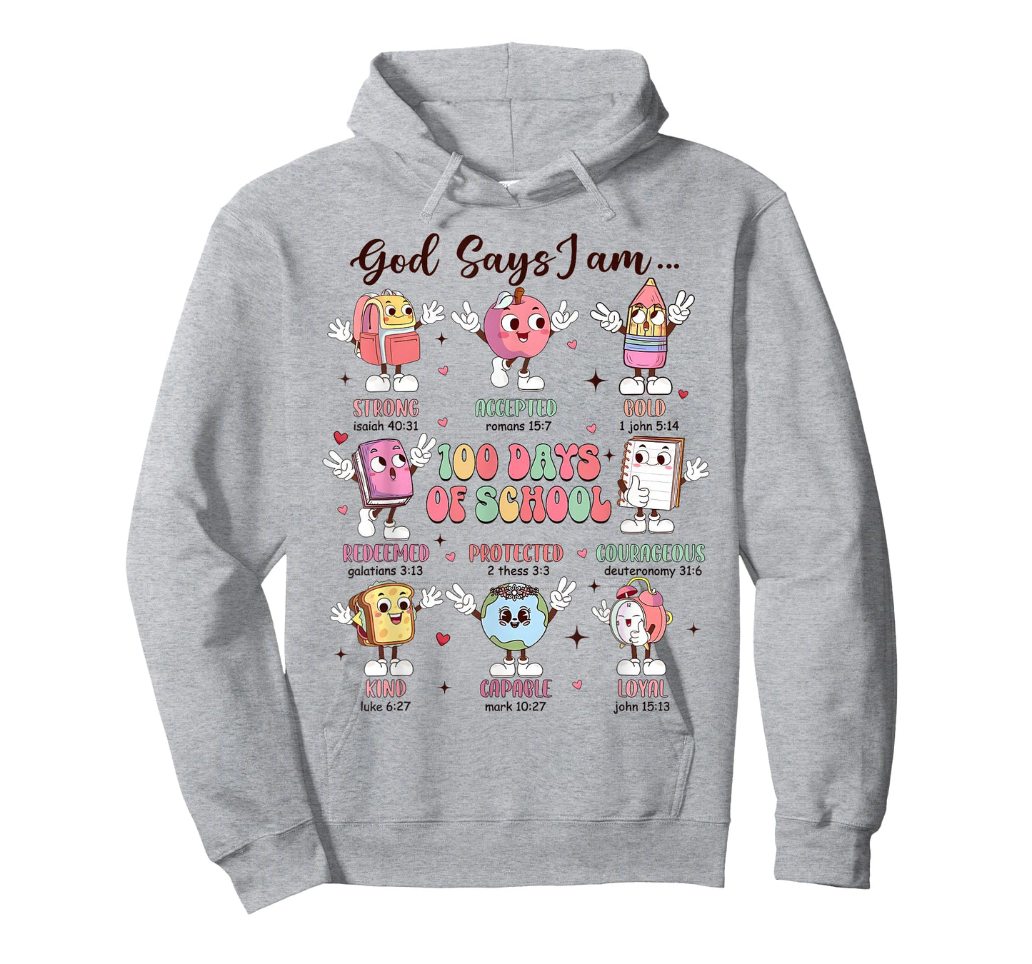 Retro God Says I Am 100 Days of School Christian Bible Verse T-Shirt