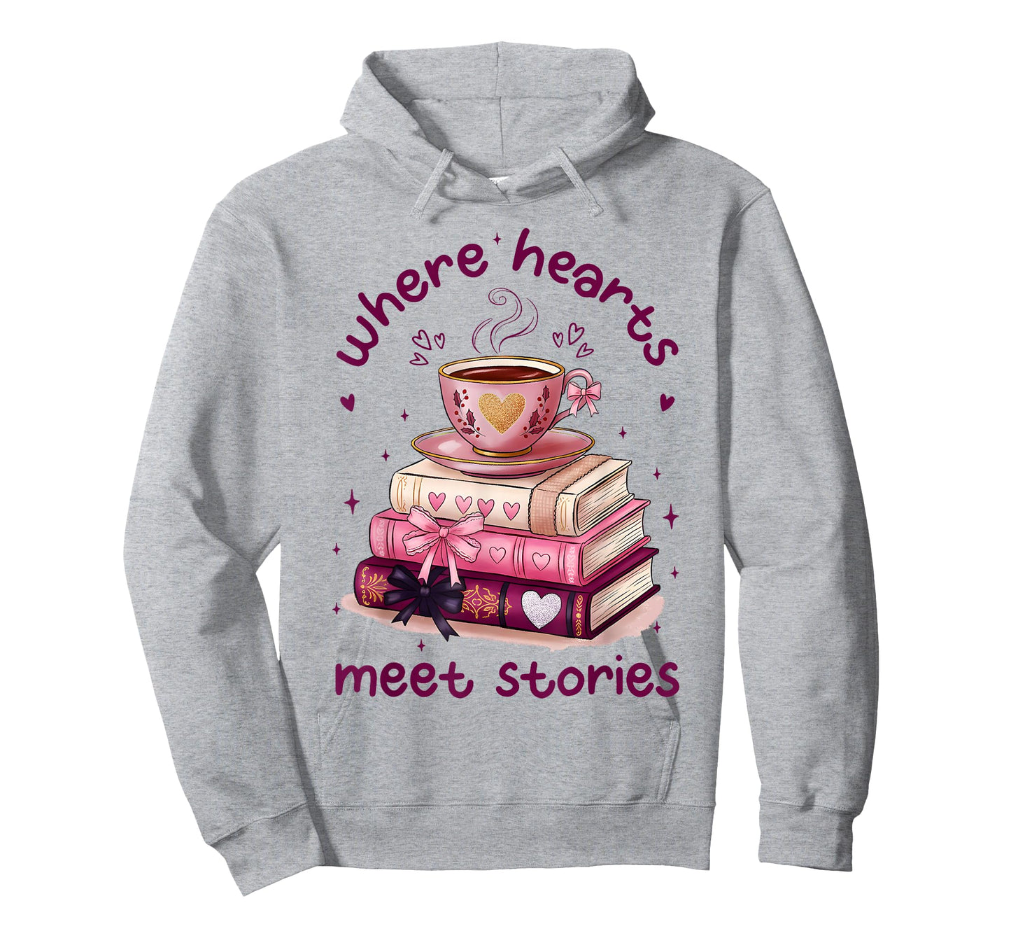 Where Hearts Groovy Meet Stories Coffee Books Valentines Day T-Shirt