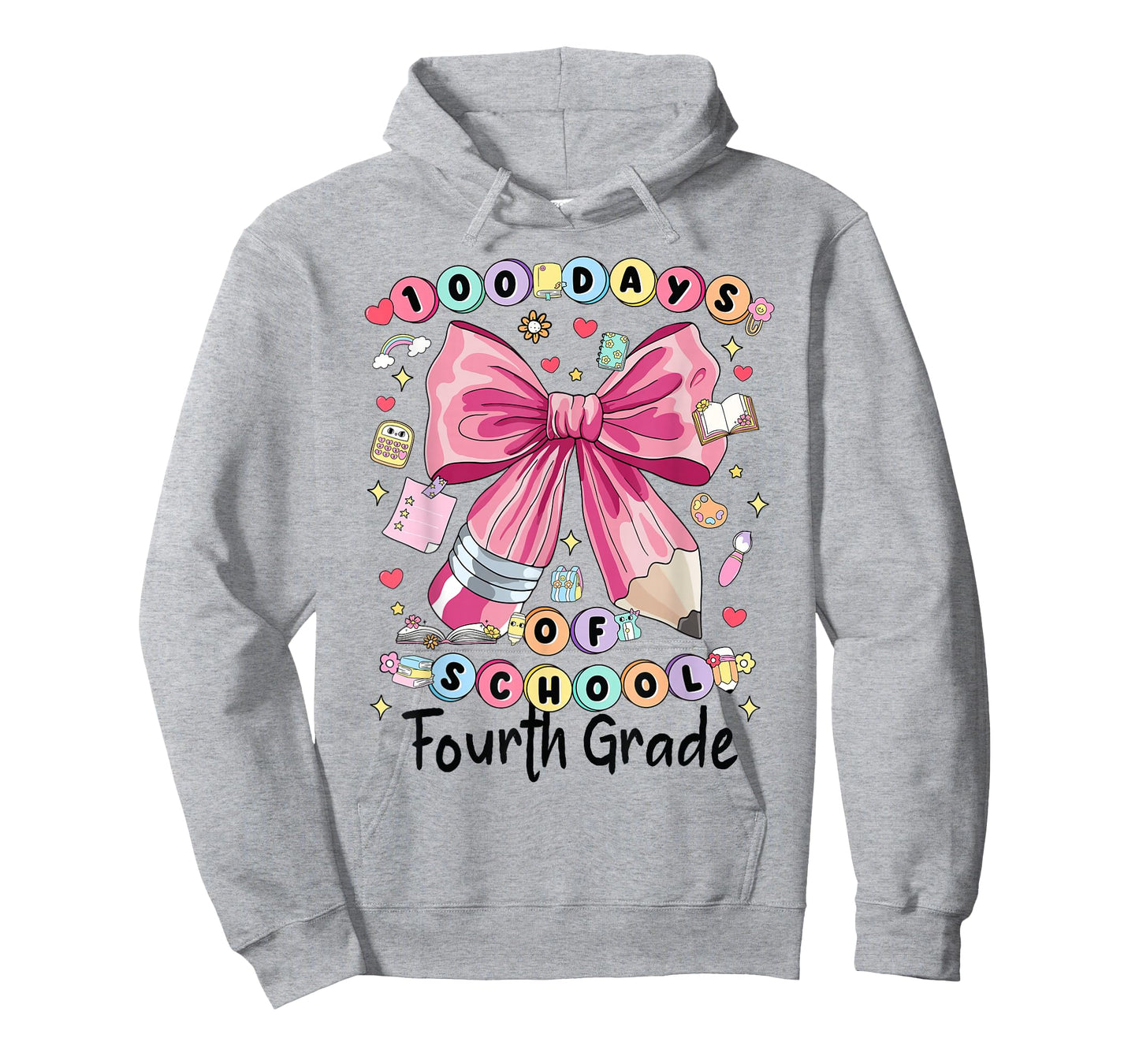 Fourth Grade Teacher Girls Coquette Bow 100 Days of School T-Shirt