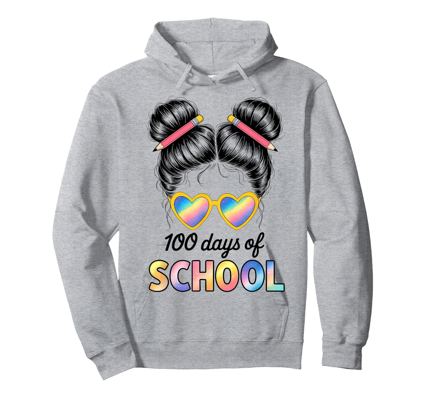 100 Days of School Messy Bun Girl 100 Days Smarter 100th Day T-Shirt