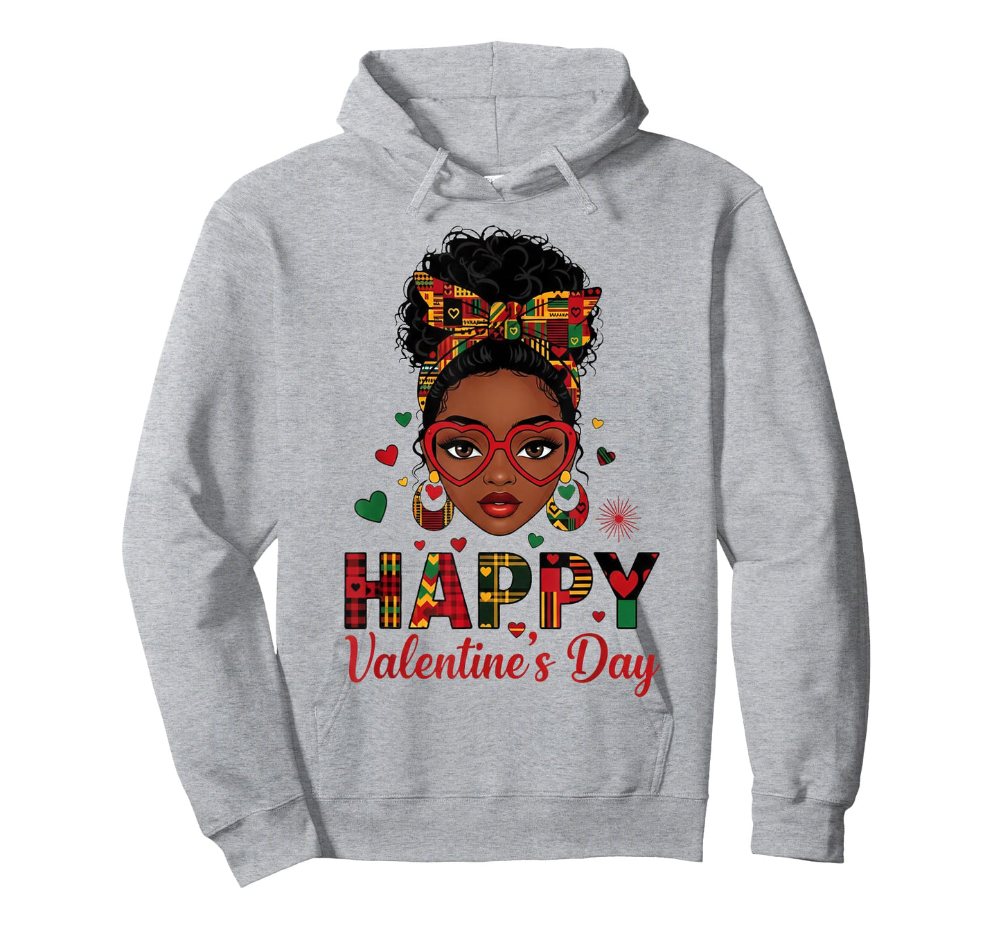 Happy Valentine's Day Messy Bun Afro Girl T-Shirt