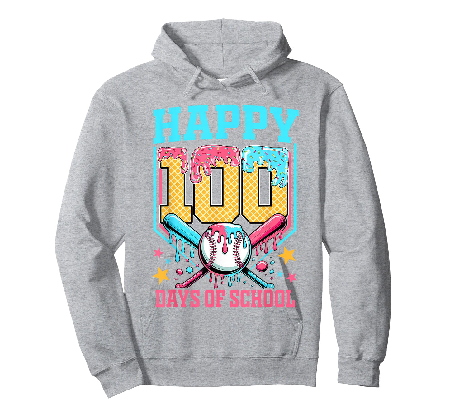 100 Days of School Kids Baseball Drip 100th Day of School T-Shirt