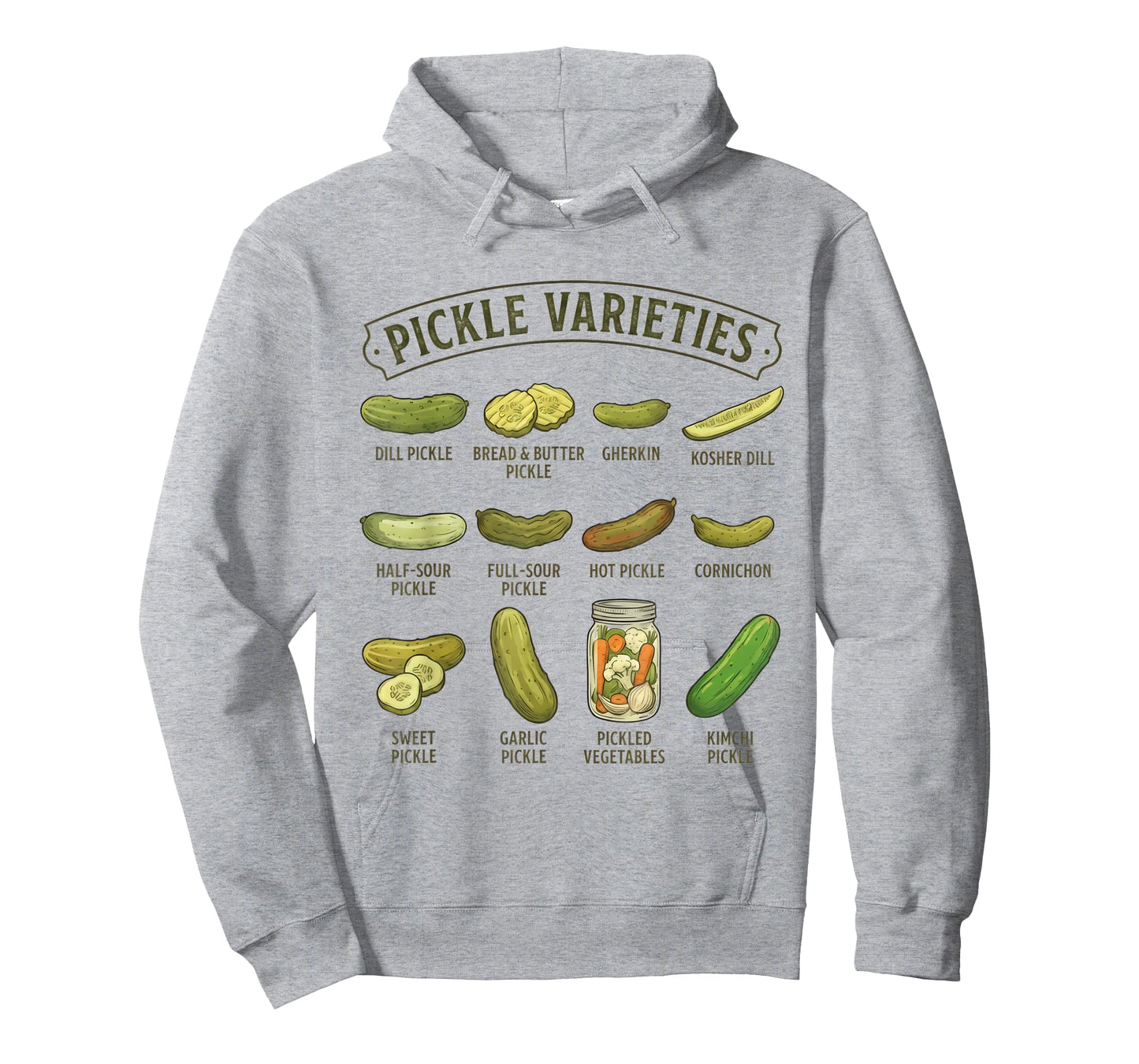 Types of Pickles Varieties Funny Pickle Lover Pickling Adult T-Shirt