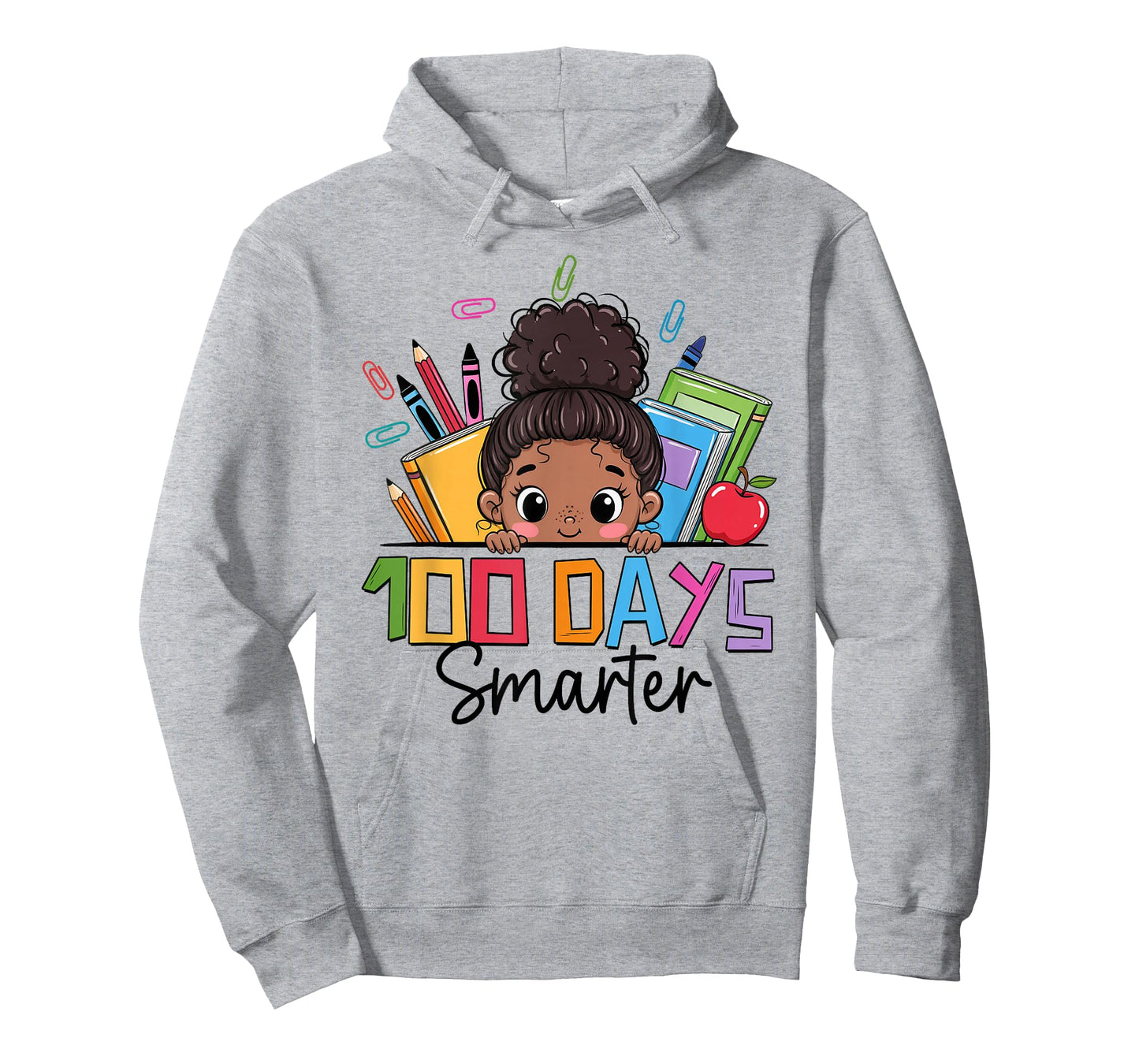 100 Days Smarter Messy Bun 100th Day of School Afro Girl Kid T-Shirt