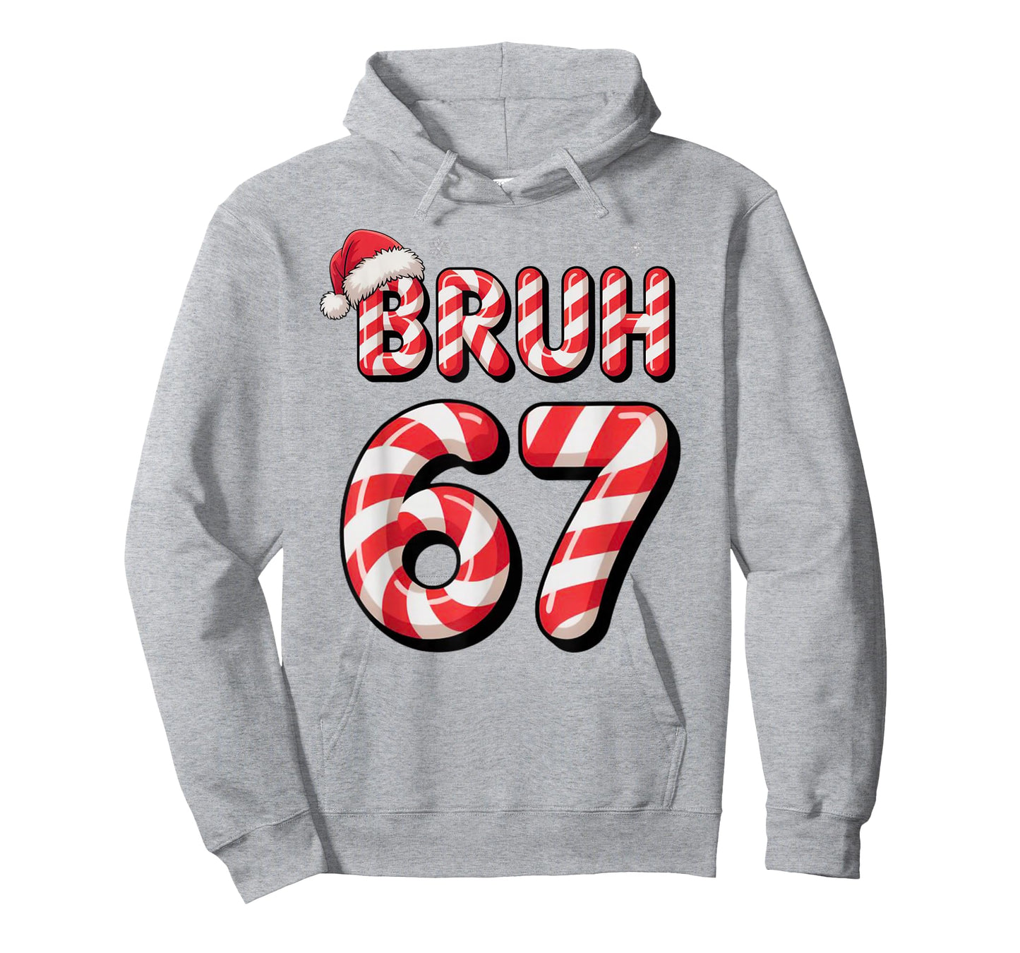 Bruh 67 Christmas Candy Cane for Teen Boys Six Seven Meme T-Shirt