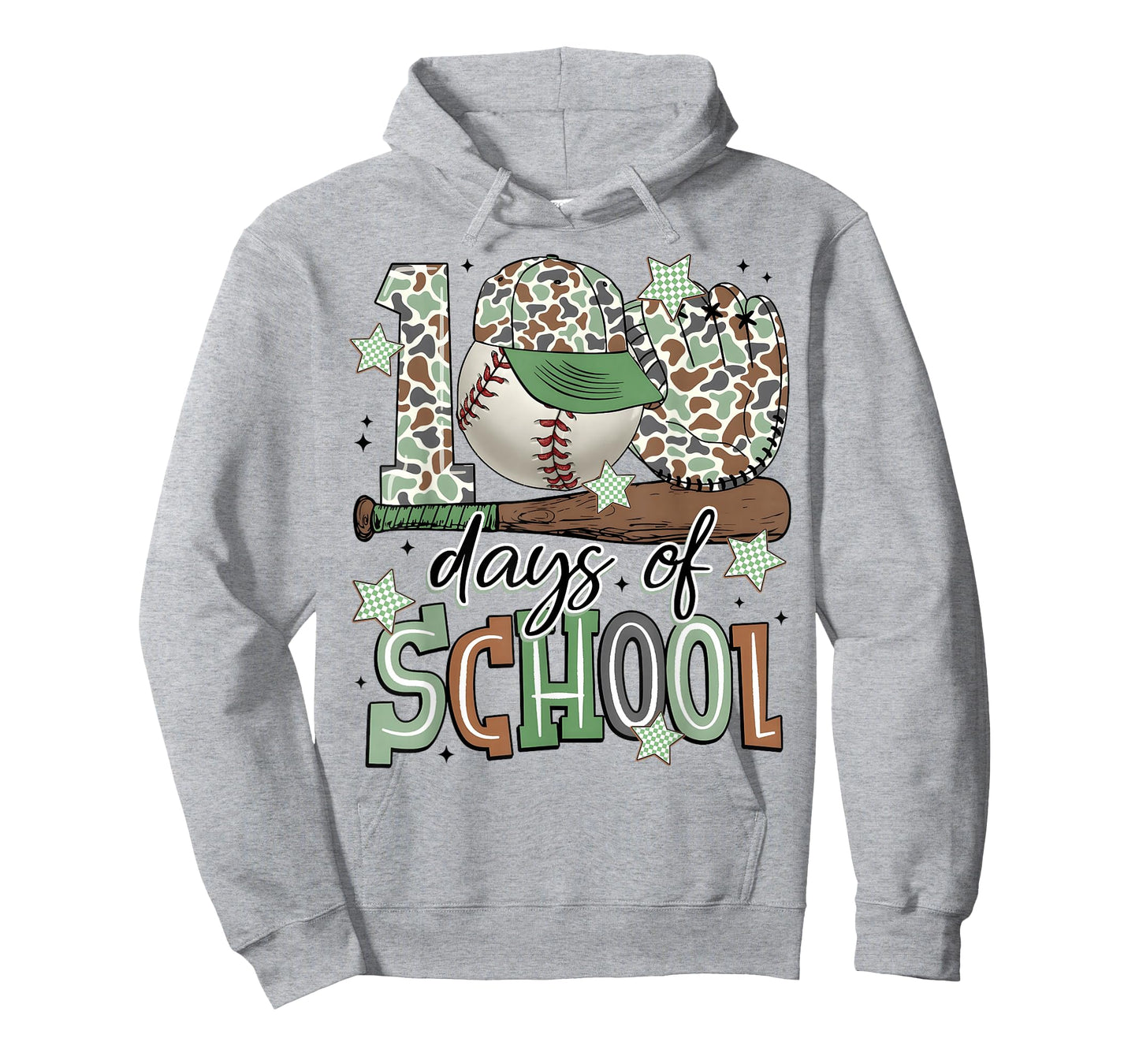 100 Days of School Baseball Camo Men Boy Kid T-Shirt