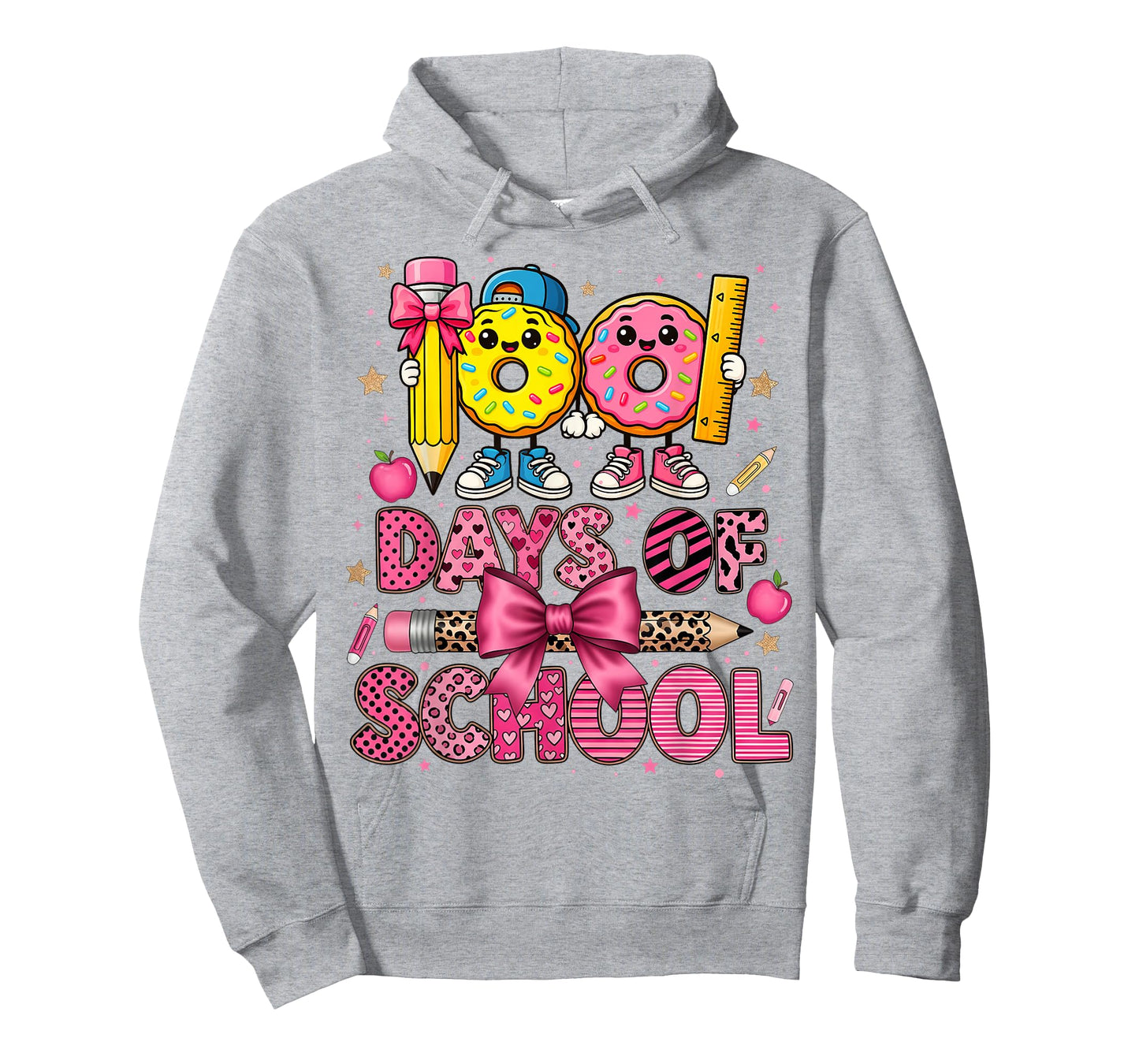 100 Days of School Donut Pencil Bow Boys Girls Kids T-Shirt