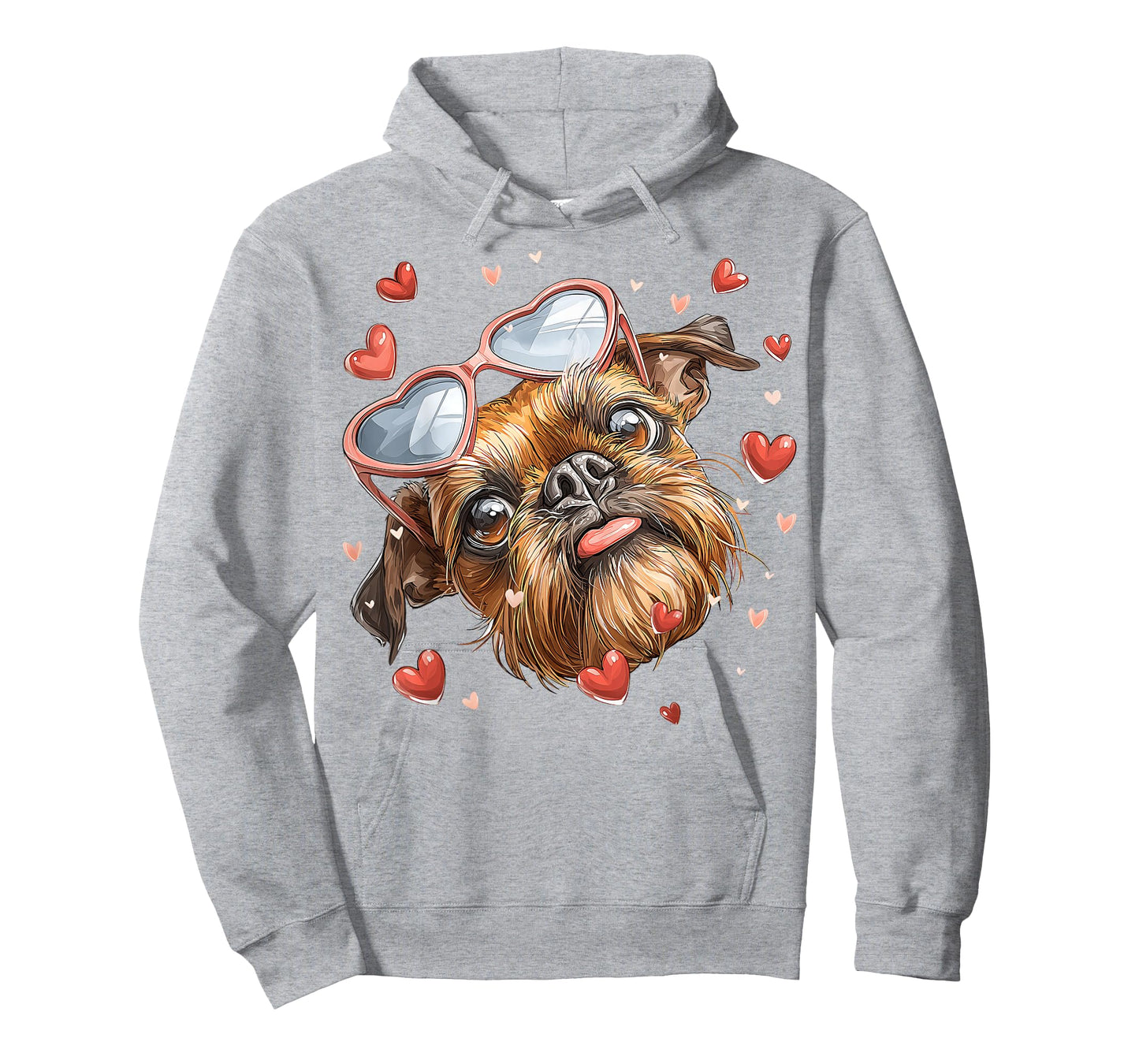 Brussels Griffon Dog Valentine's Day Heart Sunglasses T-Shirt