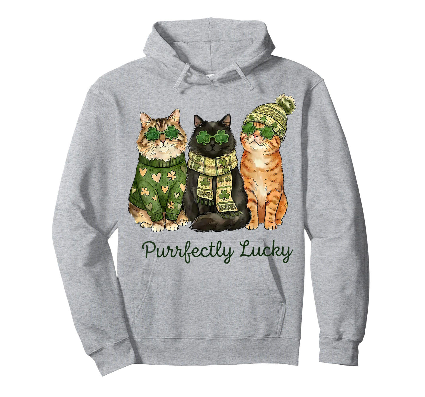 Purrfectly Lucky Cat St Patricks Day Shamrock Irish Clover T-Shirt