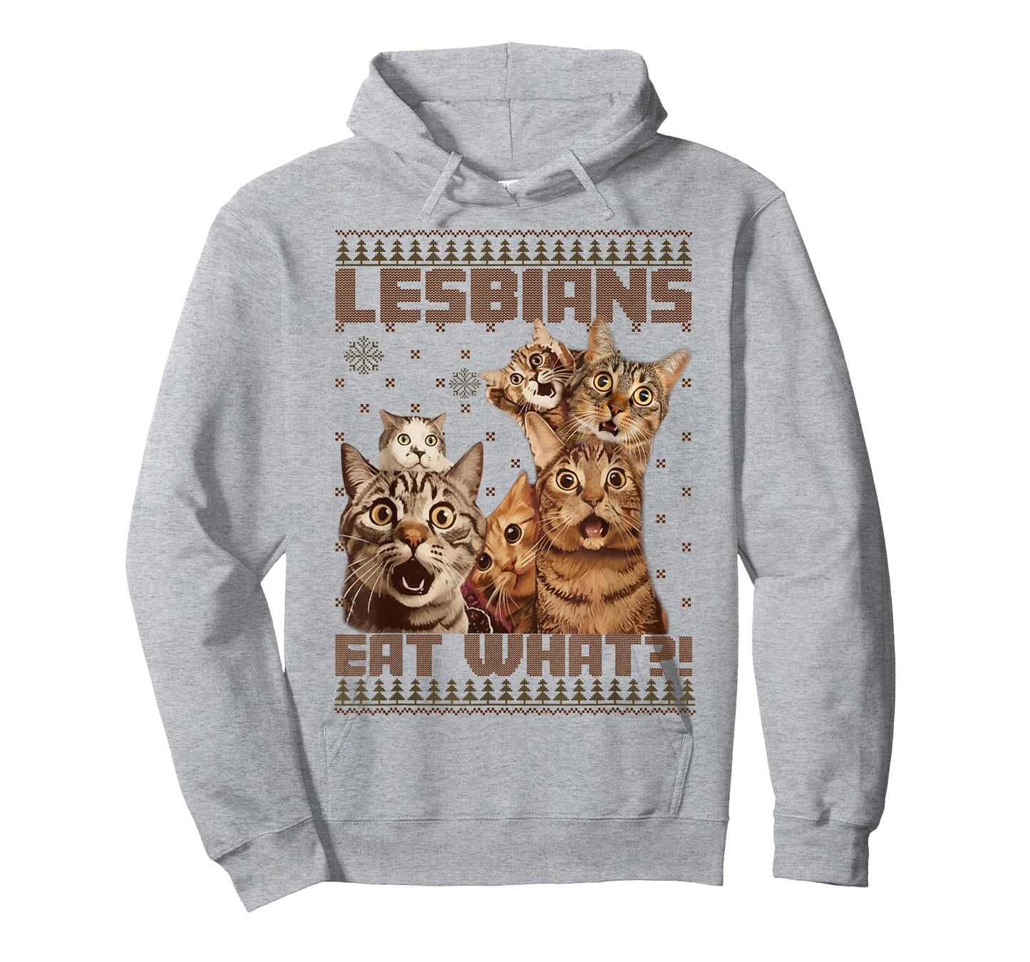 Funny Lesbians Eat What Cat Meme Ugly Christmas Sweaters T-Shirt