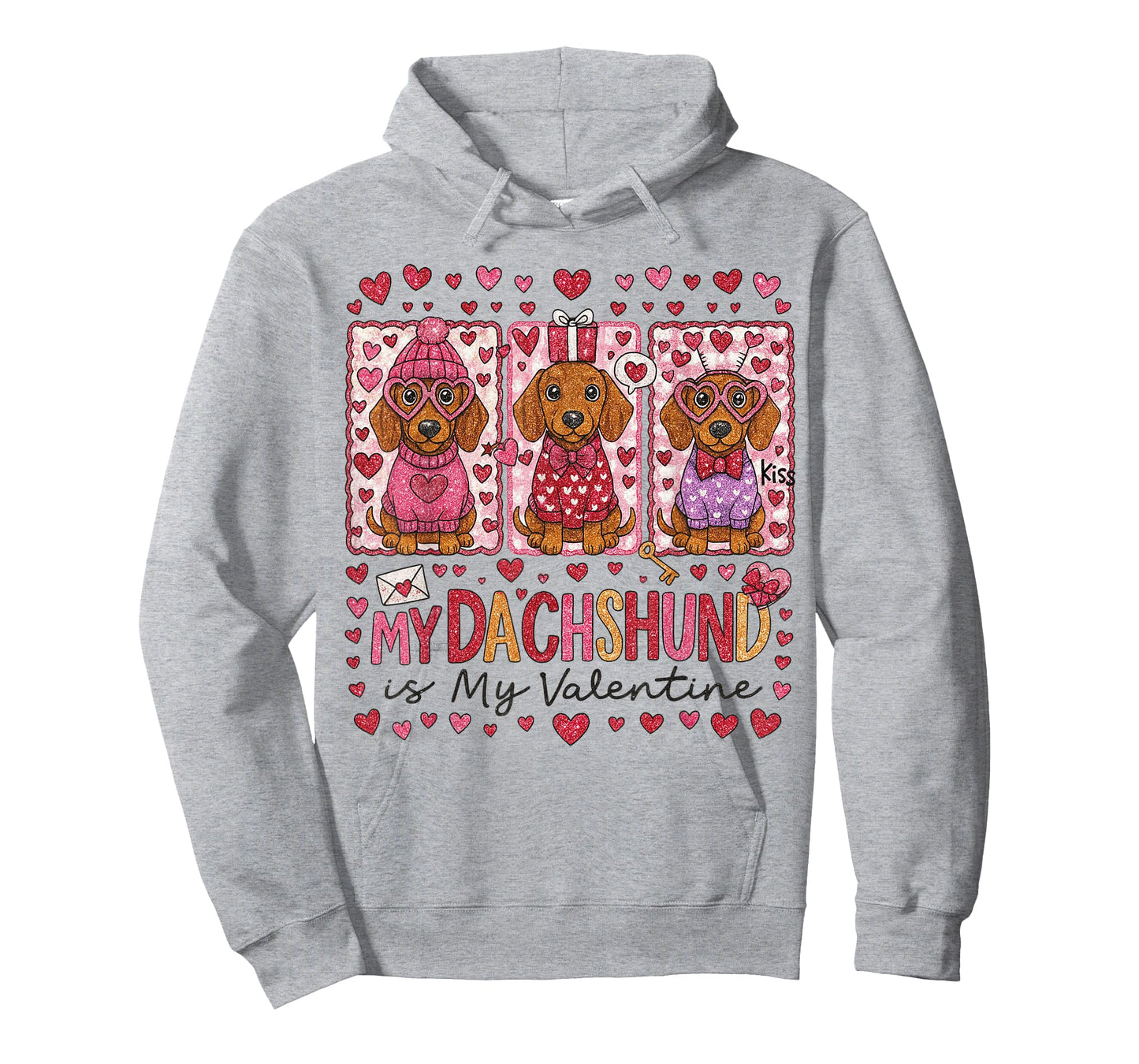 My Dachshund is My Valentine Dog Mom Coquette Heart T-Shirt