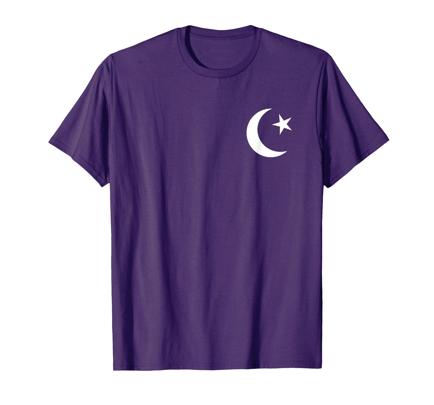 White Symbol of Islam Crescent Moon and Star Minimalist T-Shirt