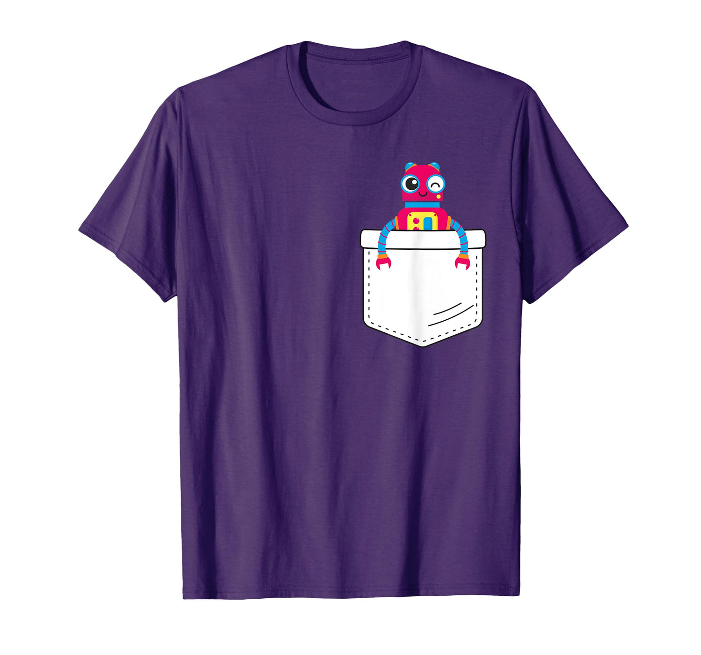 Cute robot inside fake pocket, boys robot shirt T-Shirt