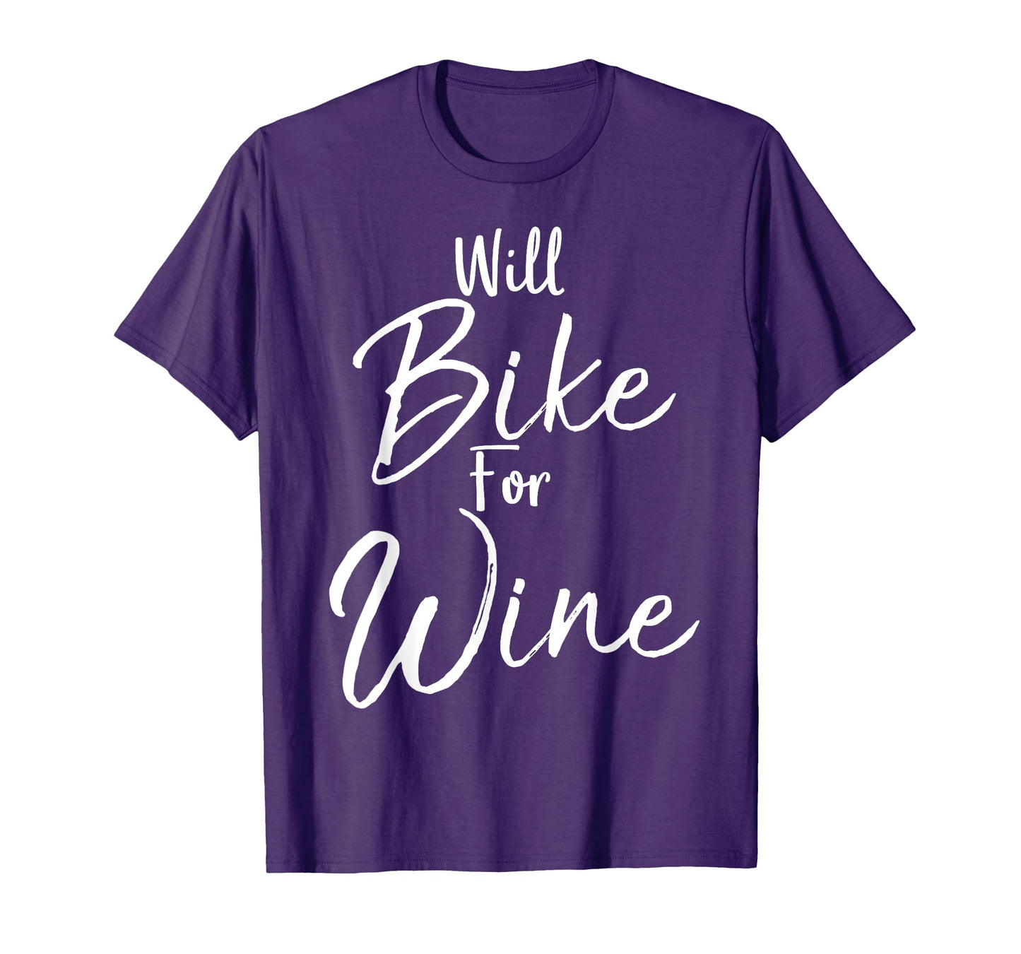 Will Bike for Wine Shirt Funny Biking Cycling Spin Tee T-Shirt