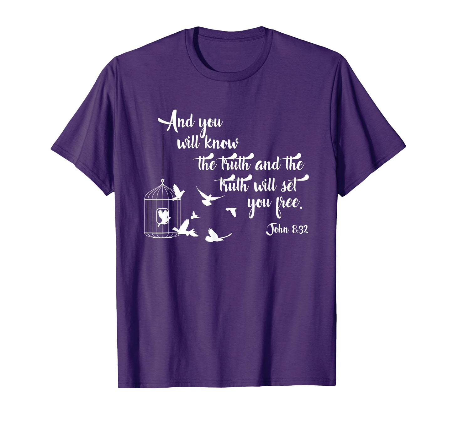 Christian Bible Shirt Bird Cage Truth Shall Set You Free Tee T-Shirt